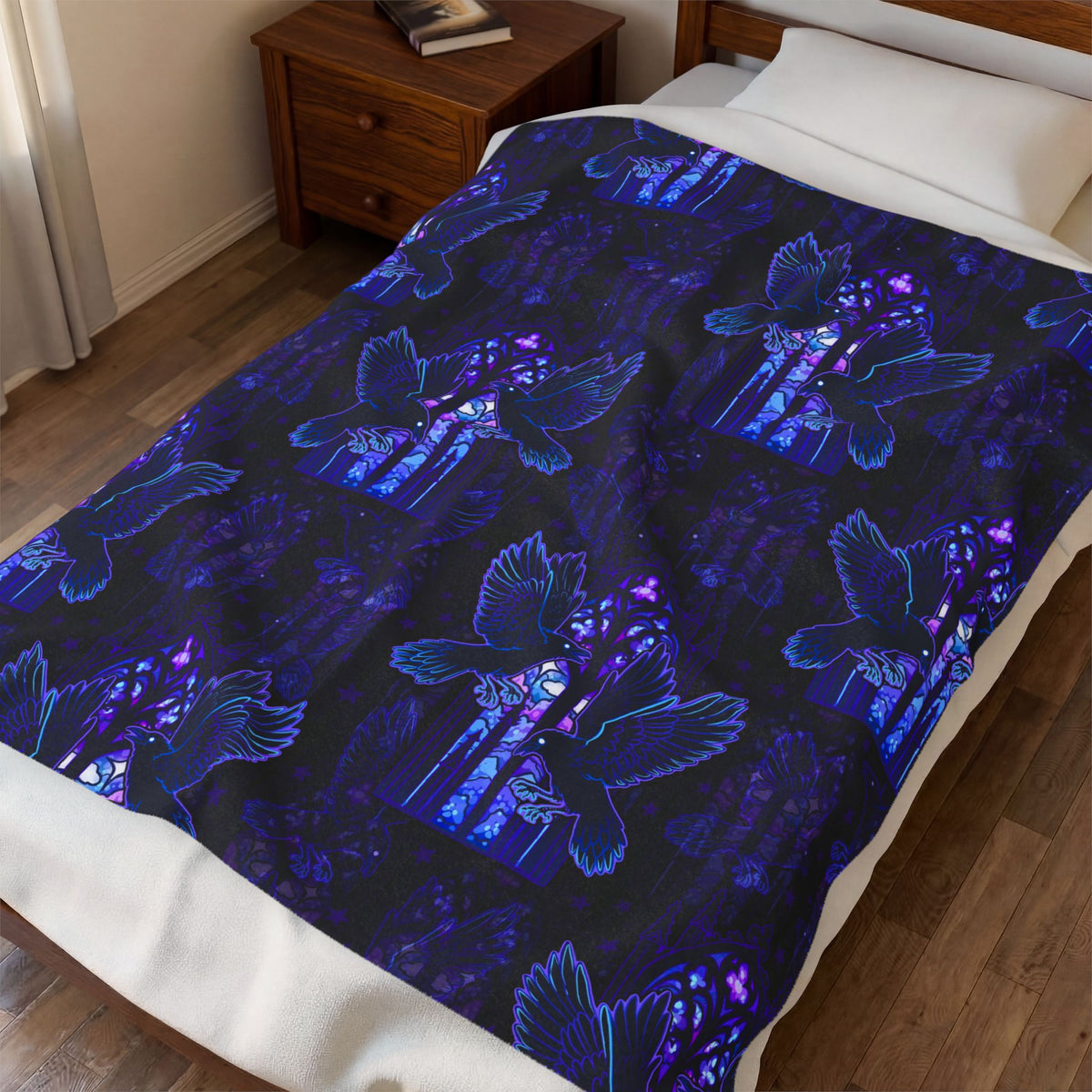 Muninn & Huginn Norse Raven Gothic Velveteen Plush Blanket