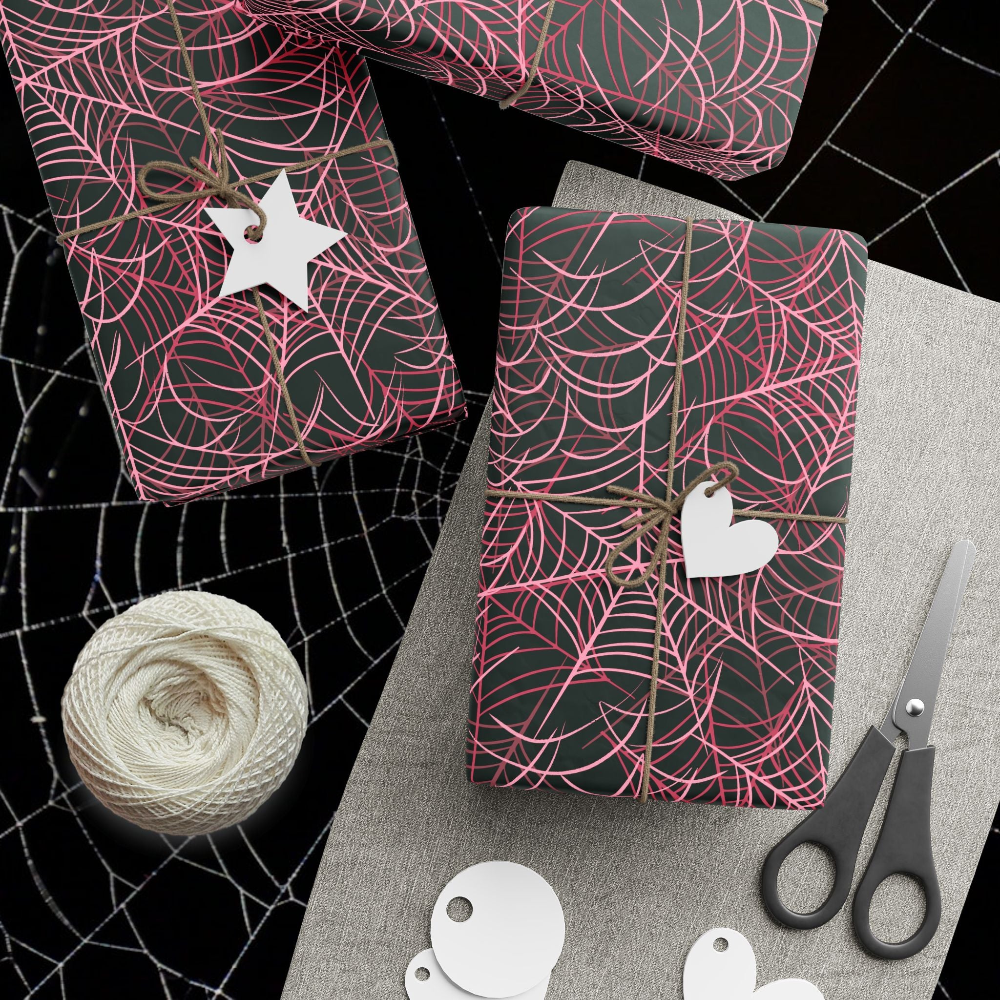 Pink Spiderwebs Wrapping Paper, Gift Wrap for Any Occasion, Unique Gift Packaging, Eco-Friendly, Holiday Wrapping, Birthday Celebration