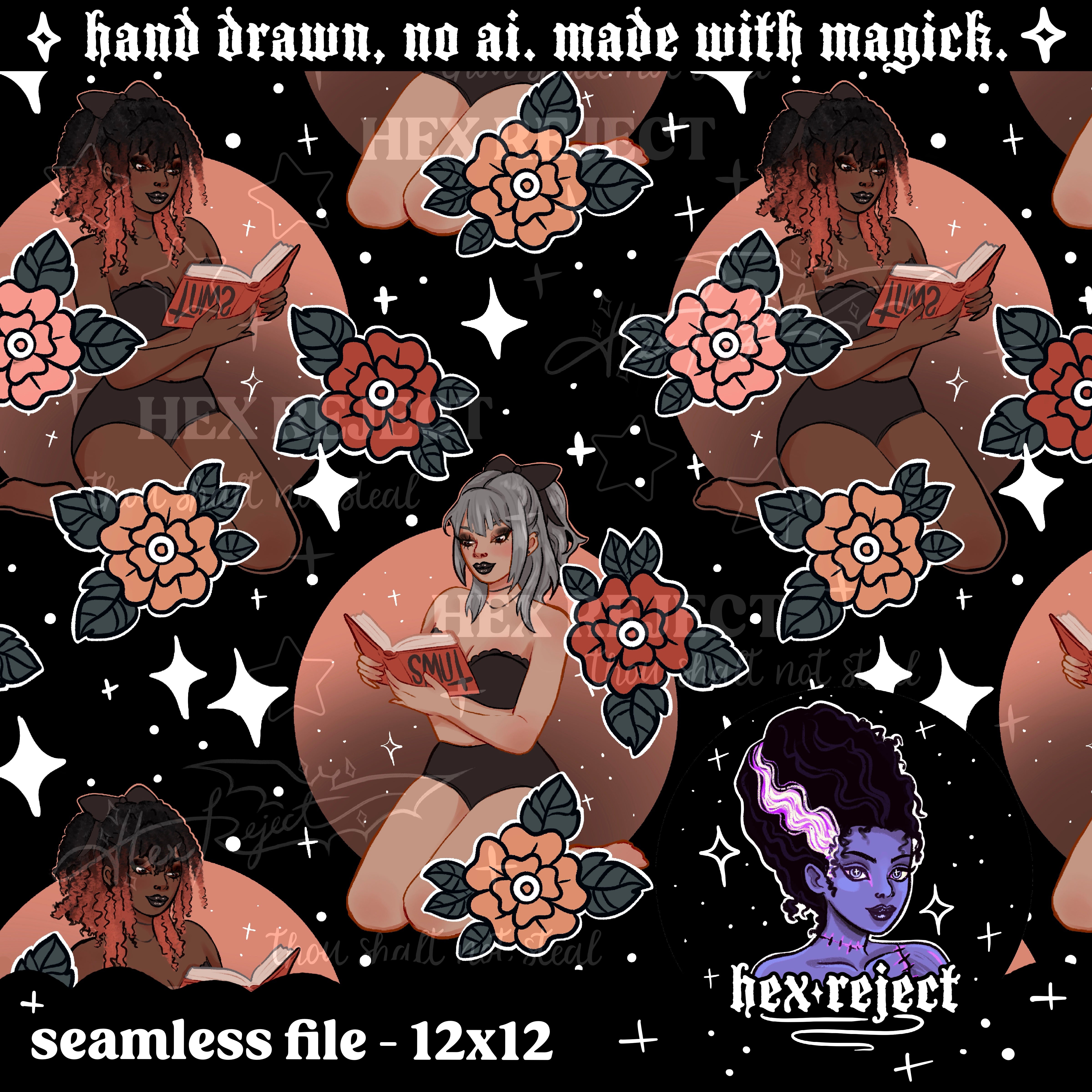 Books (Smut playghoul) - Seamless & PNG files - Hextober 2025