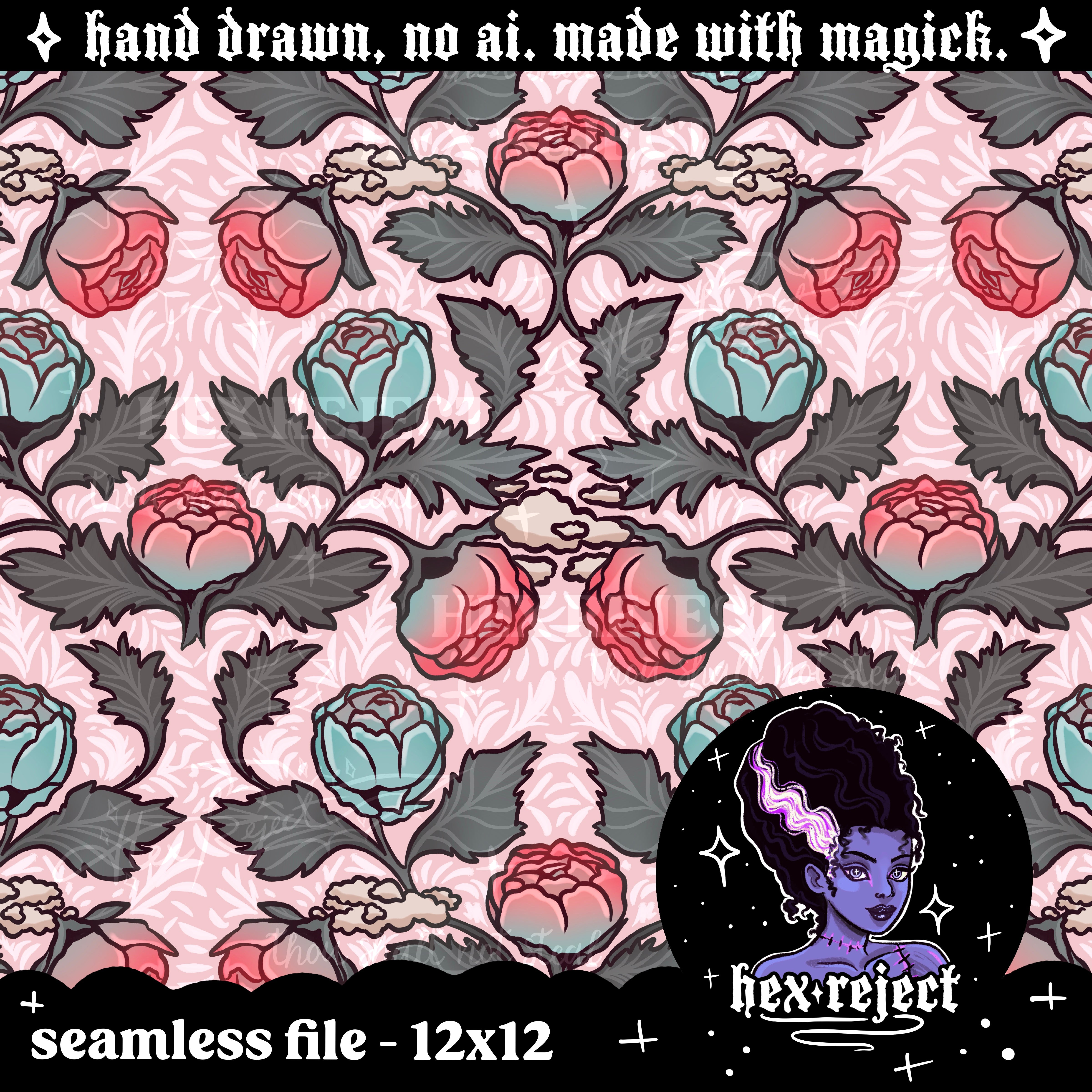 Floral - radicalized by empathy - Seamless & png files - 14 days of yuck