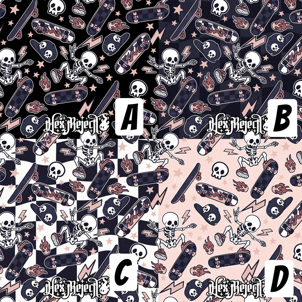 Day Thirteen - Skelly Skater : Hextober - Seamless file