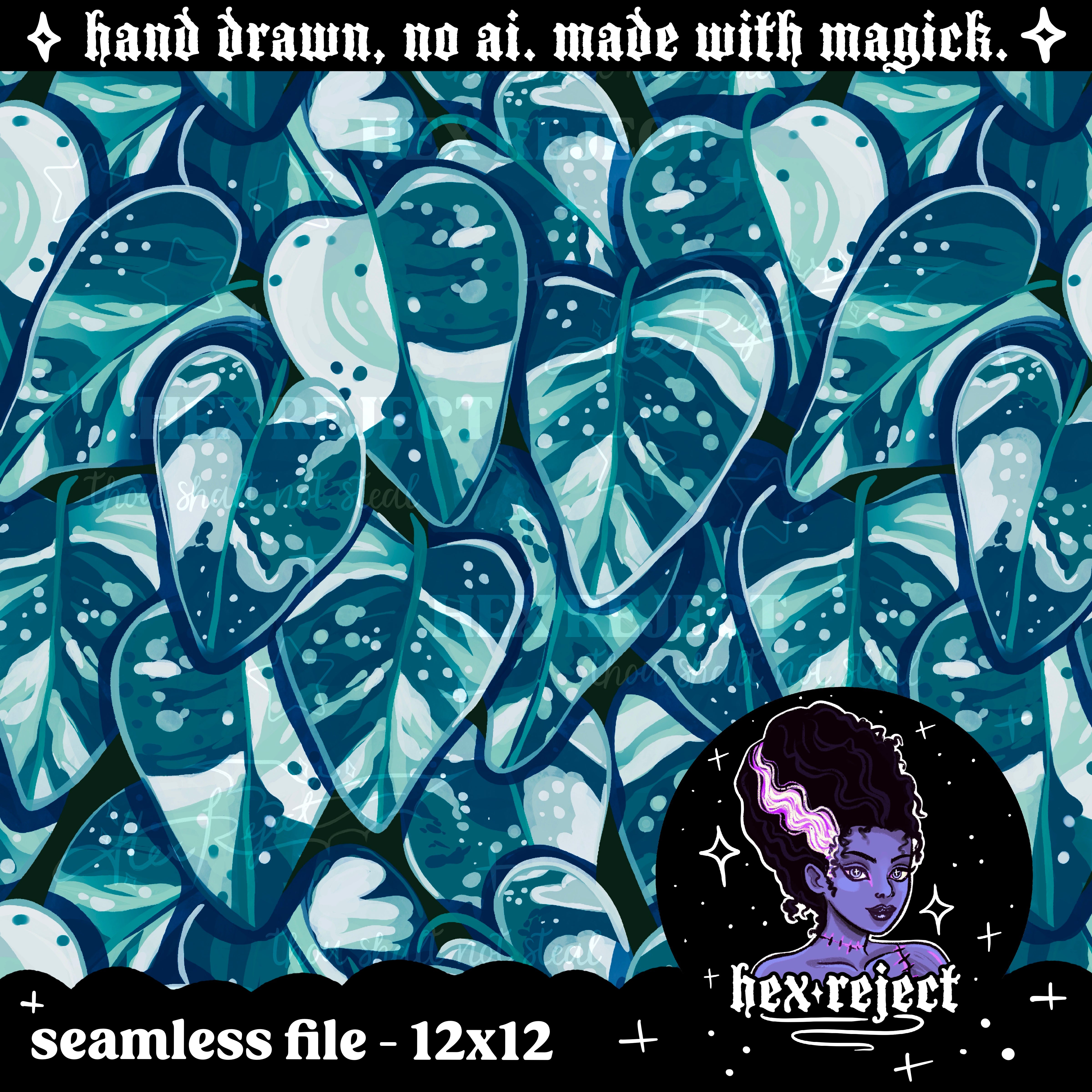 Houseplant - philodendron (variegated) - Seamless & PNG files - Hextober 2025