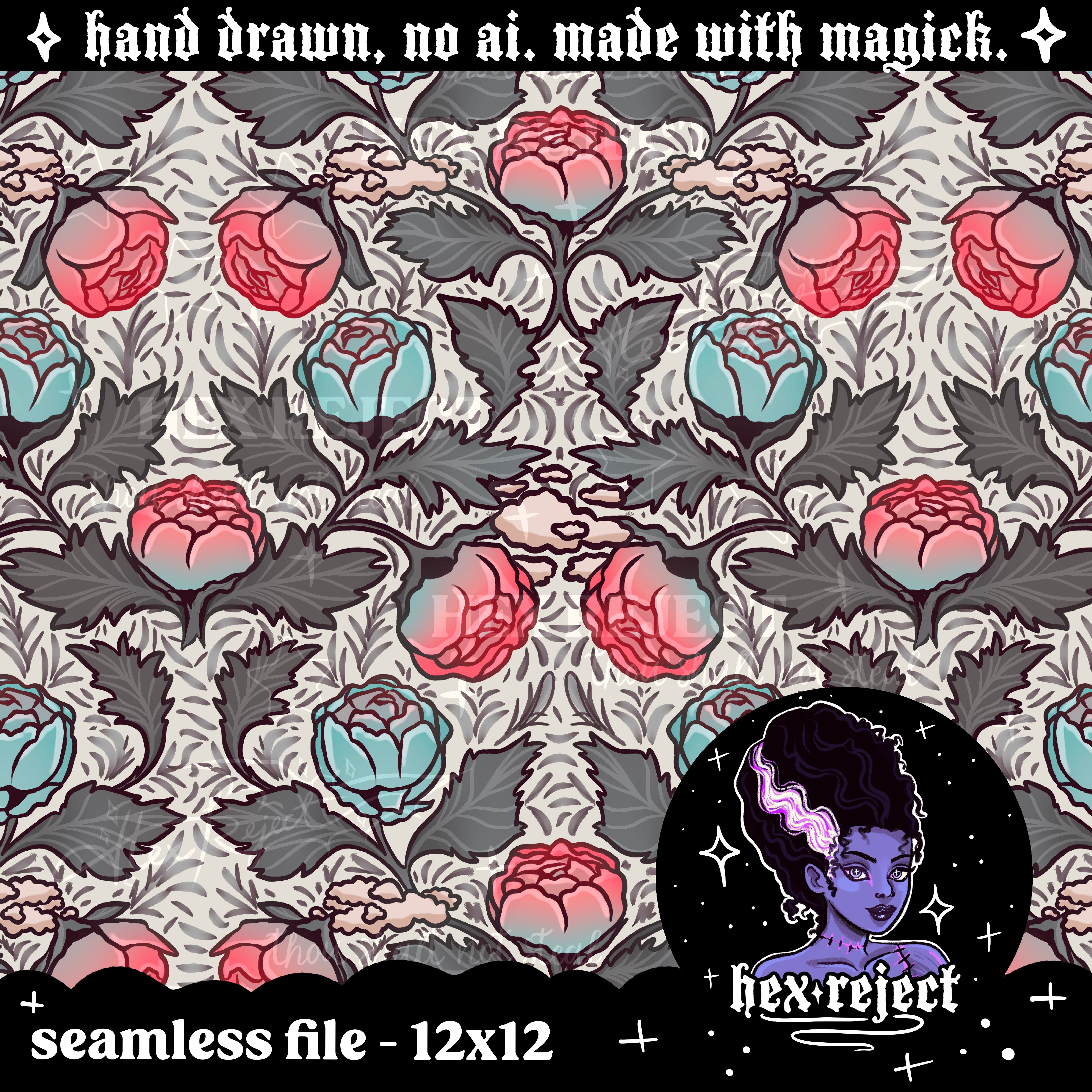 Floral - radicalized by empathy - Seamless & png files - 14 days of yuck