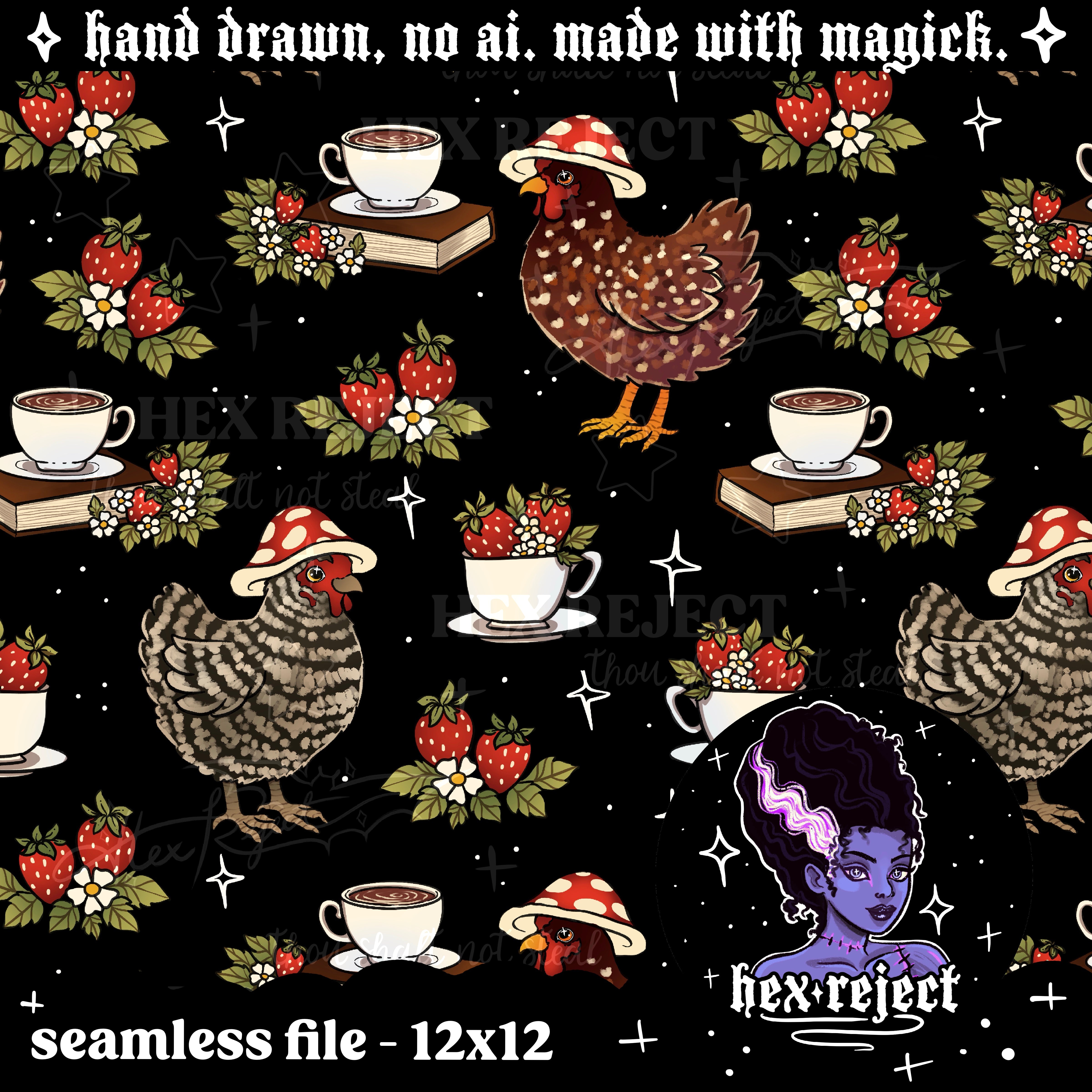 Cottage Chickens - Seamless file - small handmade shops only