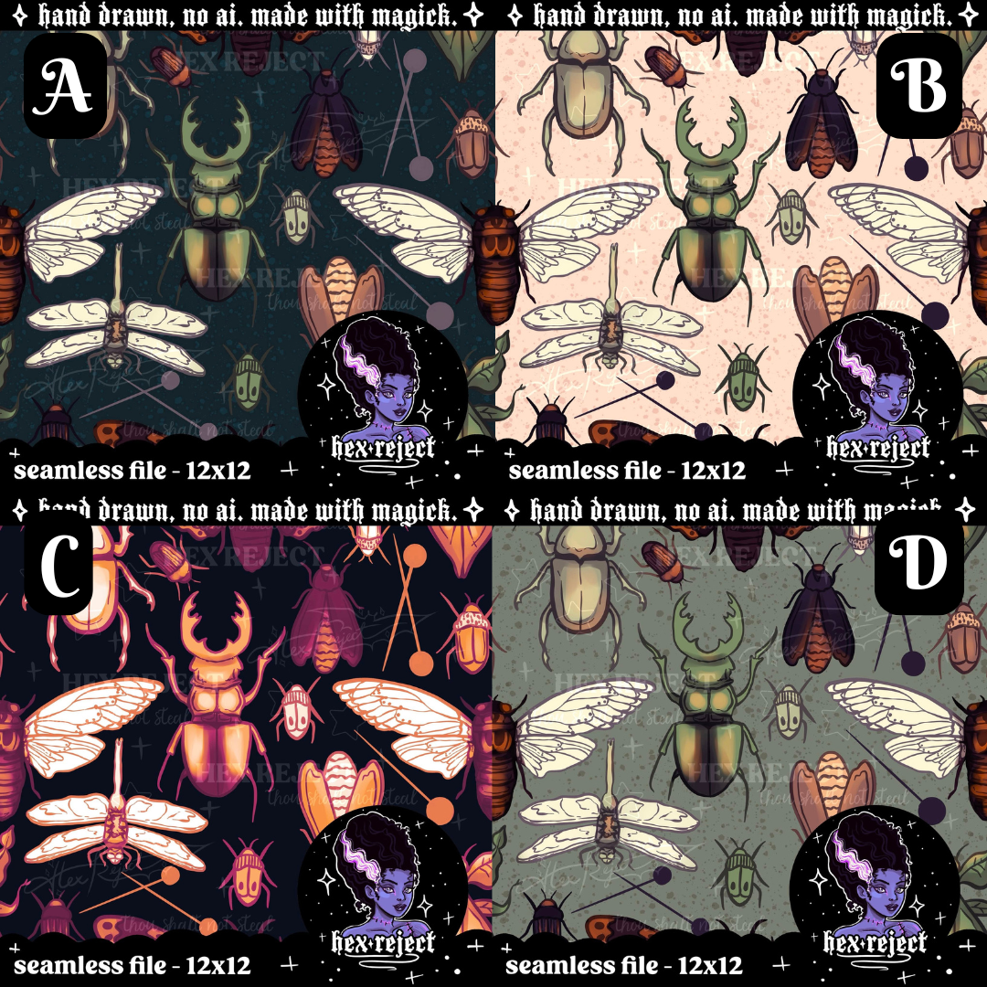 Insects Revamp - Seamless & PNG files - Hexmas Advent Calendar - Day 15