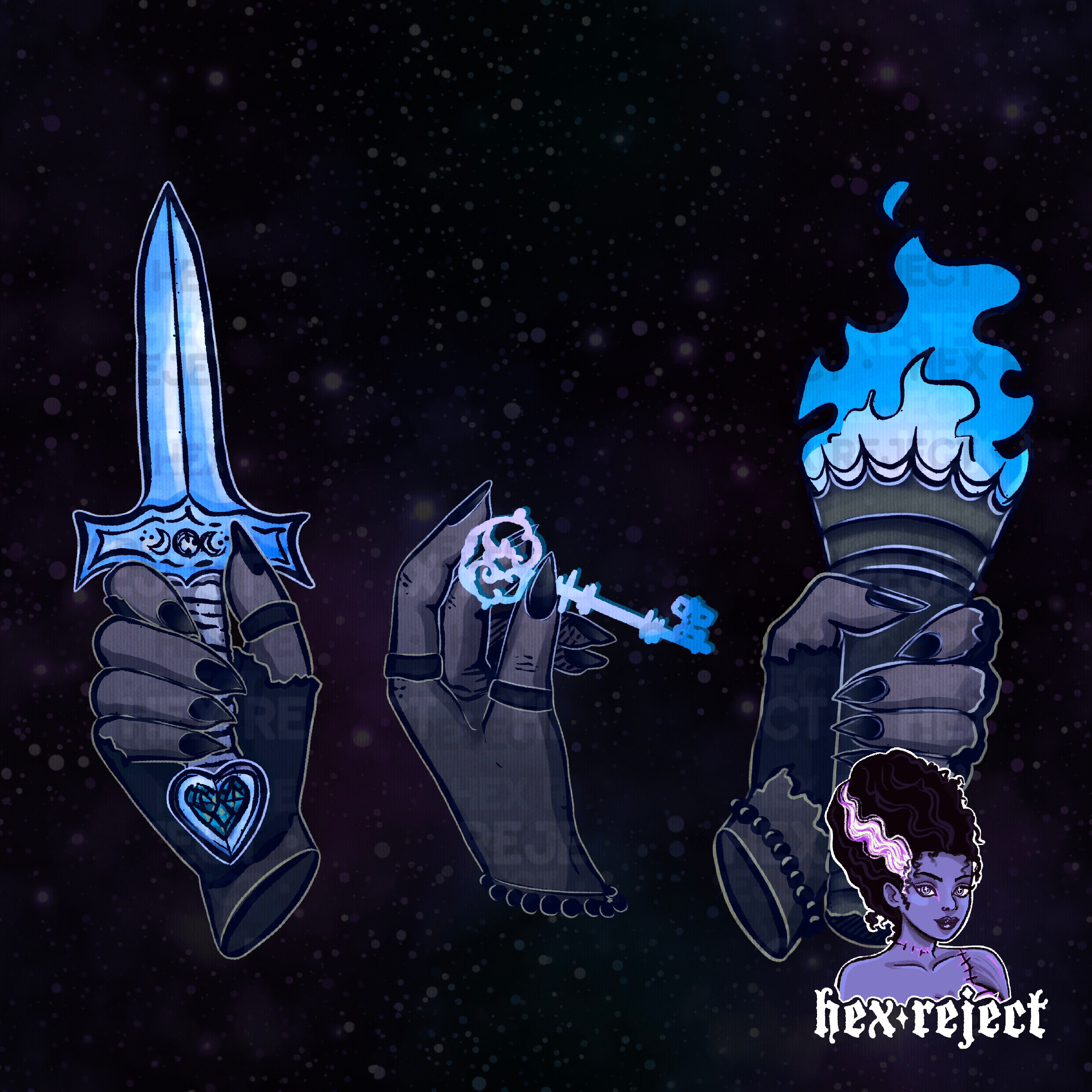 Key, Hecate hands - Seamless & png files - 14 days of yuck