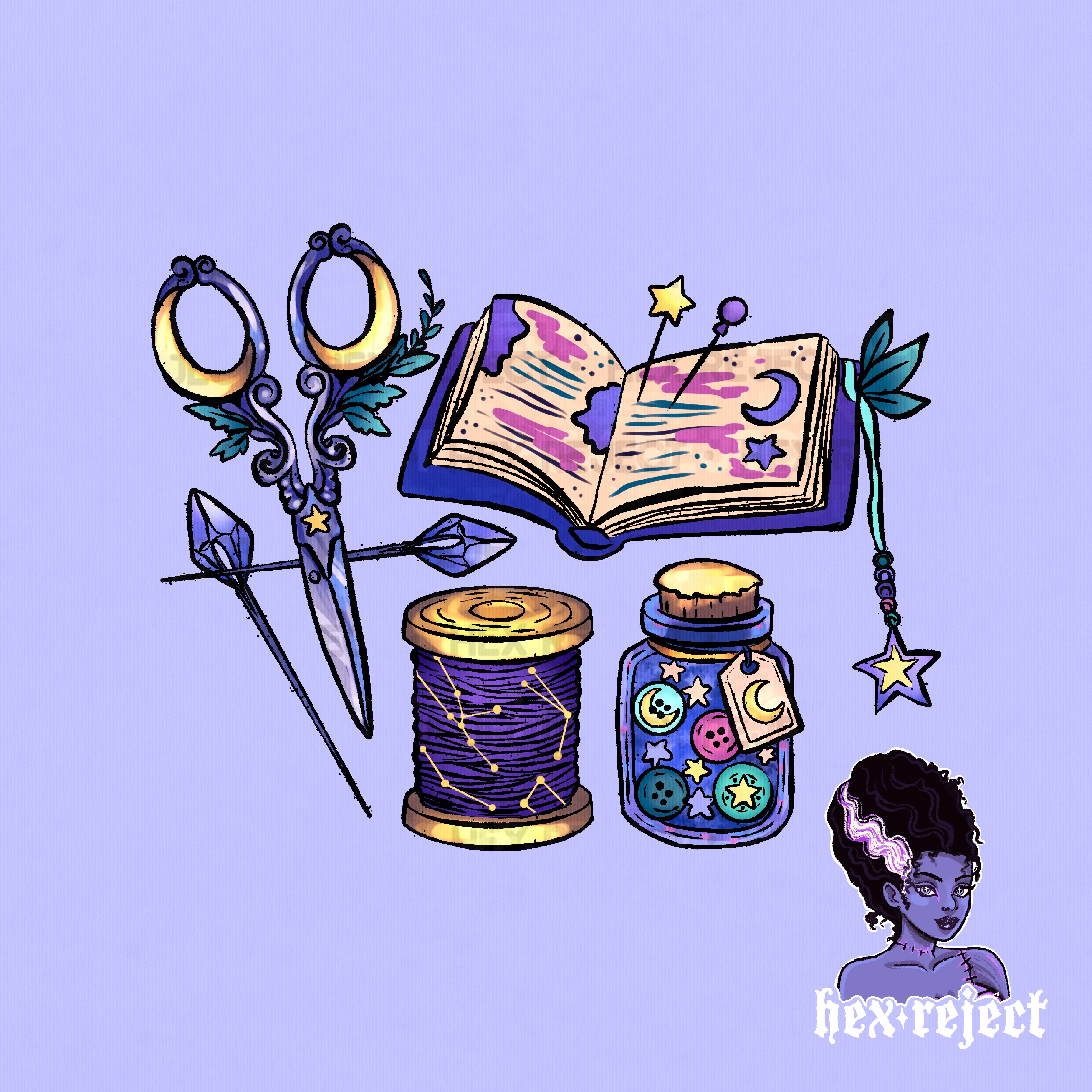 Whimsical sewist - Seamless & png file - 14 days of yuck