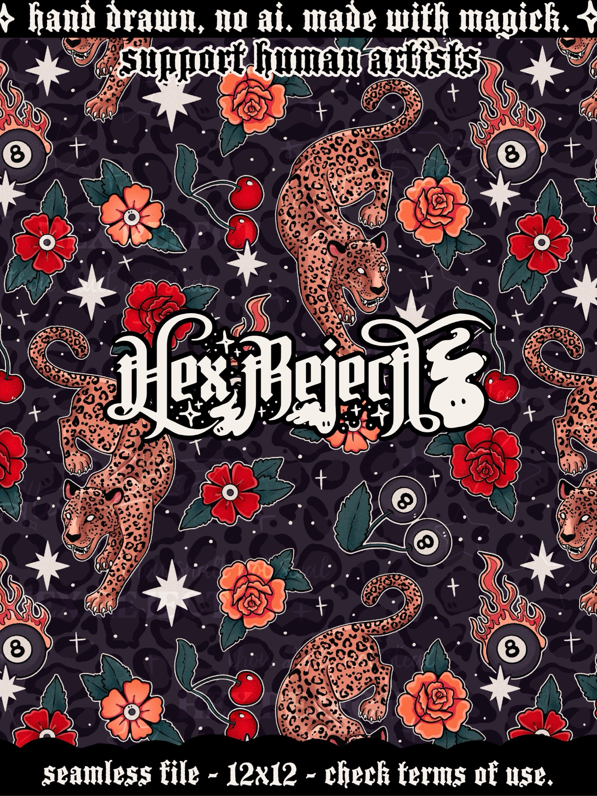 Semi-Exclusive Traditional Tattoo Leopard - Leopard background - Seamless File