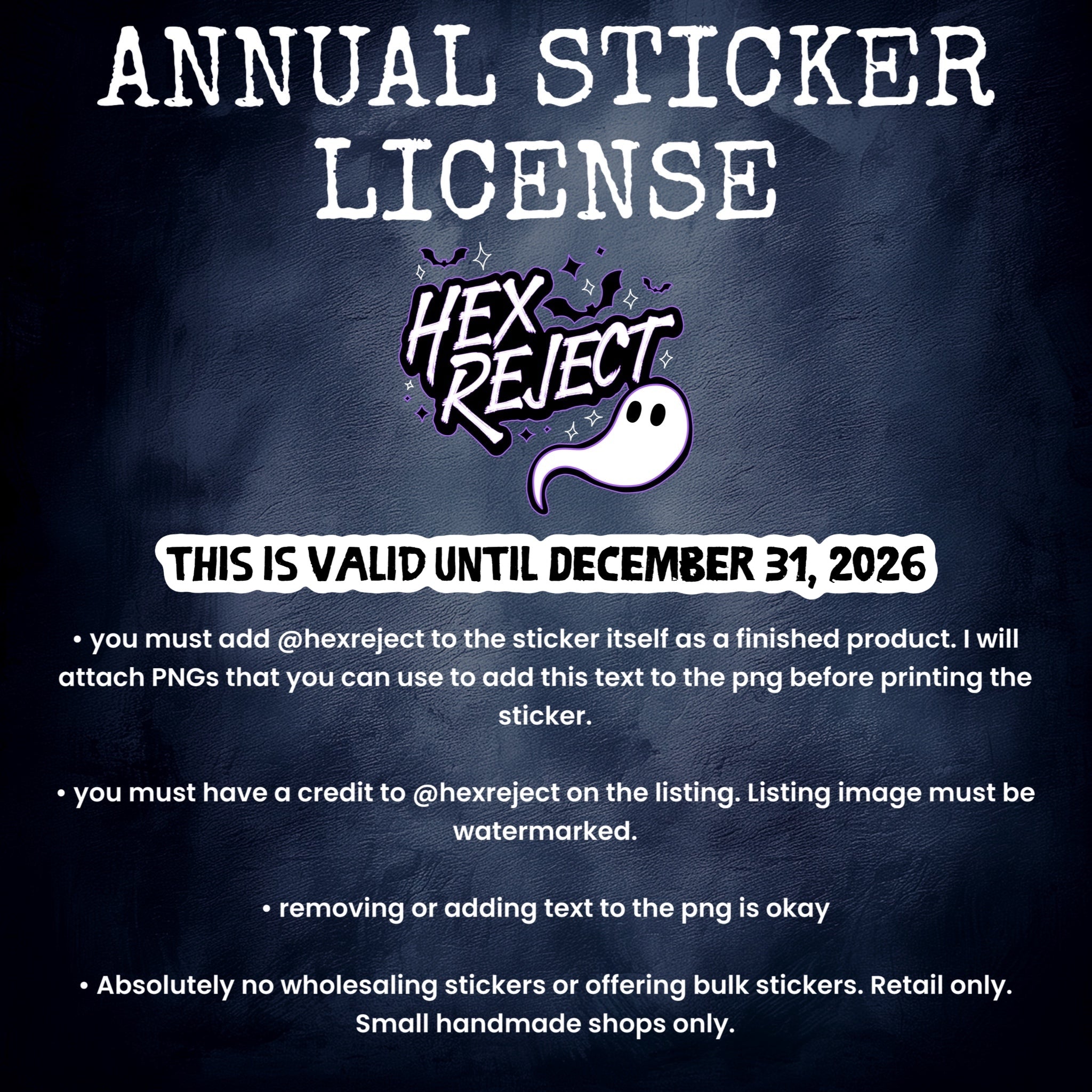 Hex Reject - Annual STICKER License 2026