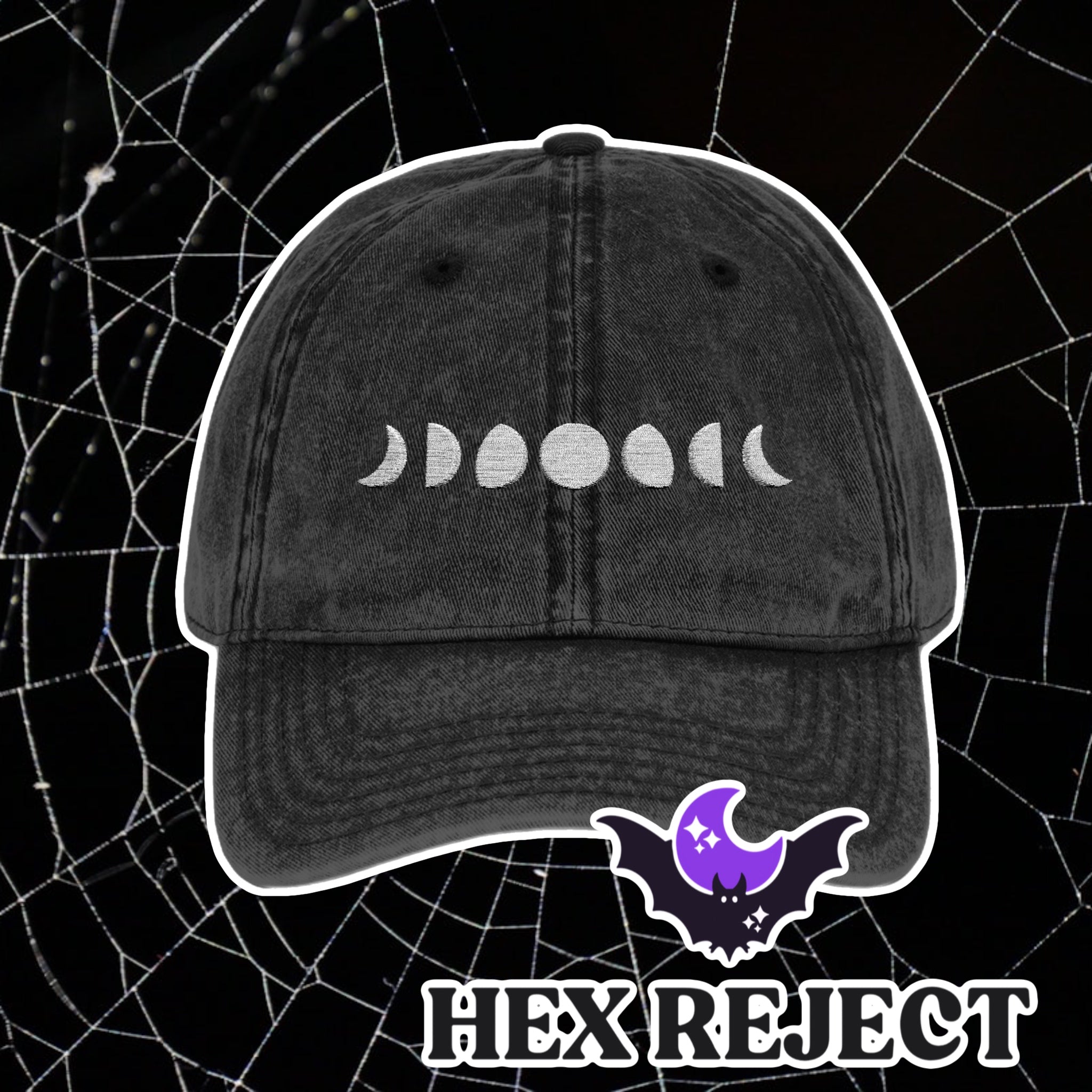 Vintage Moon Phases Embroidered Cap - Adjustable Gray Baseball Hat