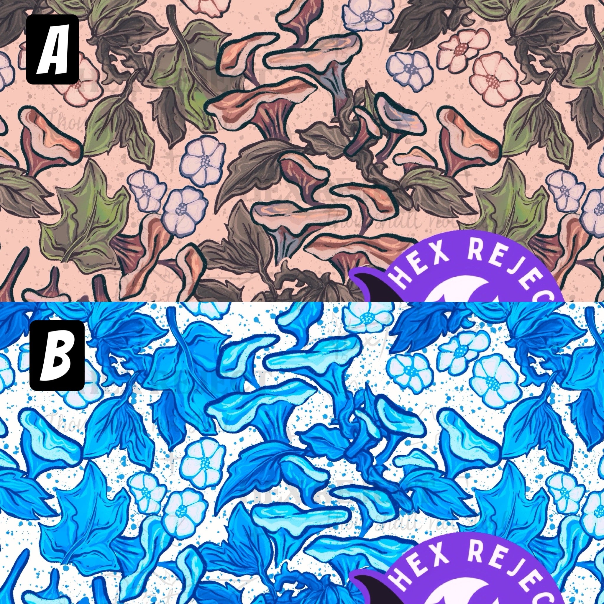 oyster mushrooms - vintage mushrooms - Seamless file