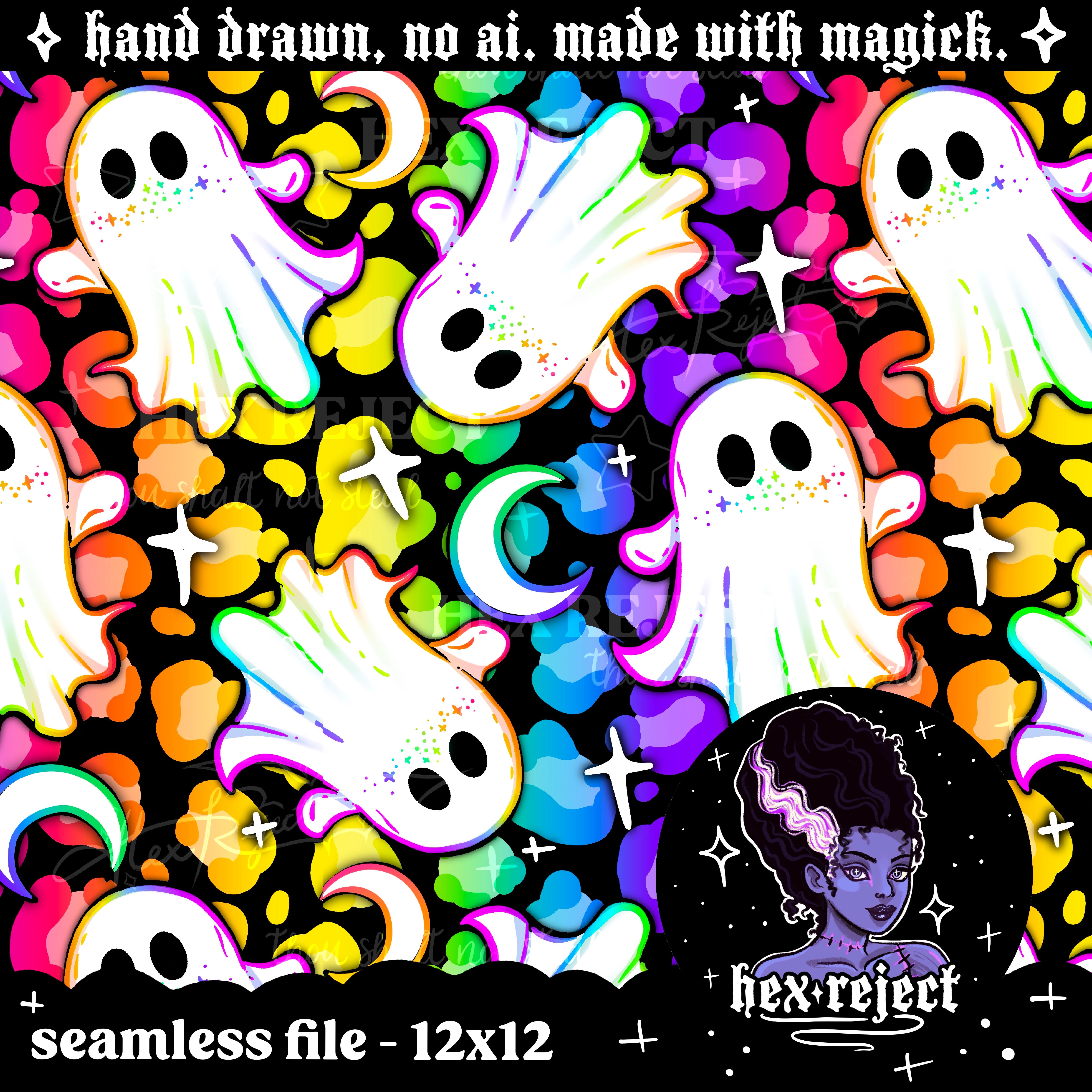 Rainbow Goth Ghosts Revamp - Seamless