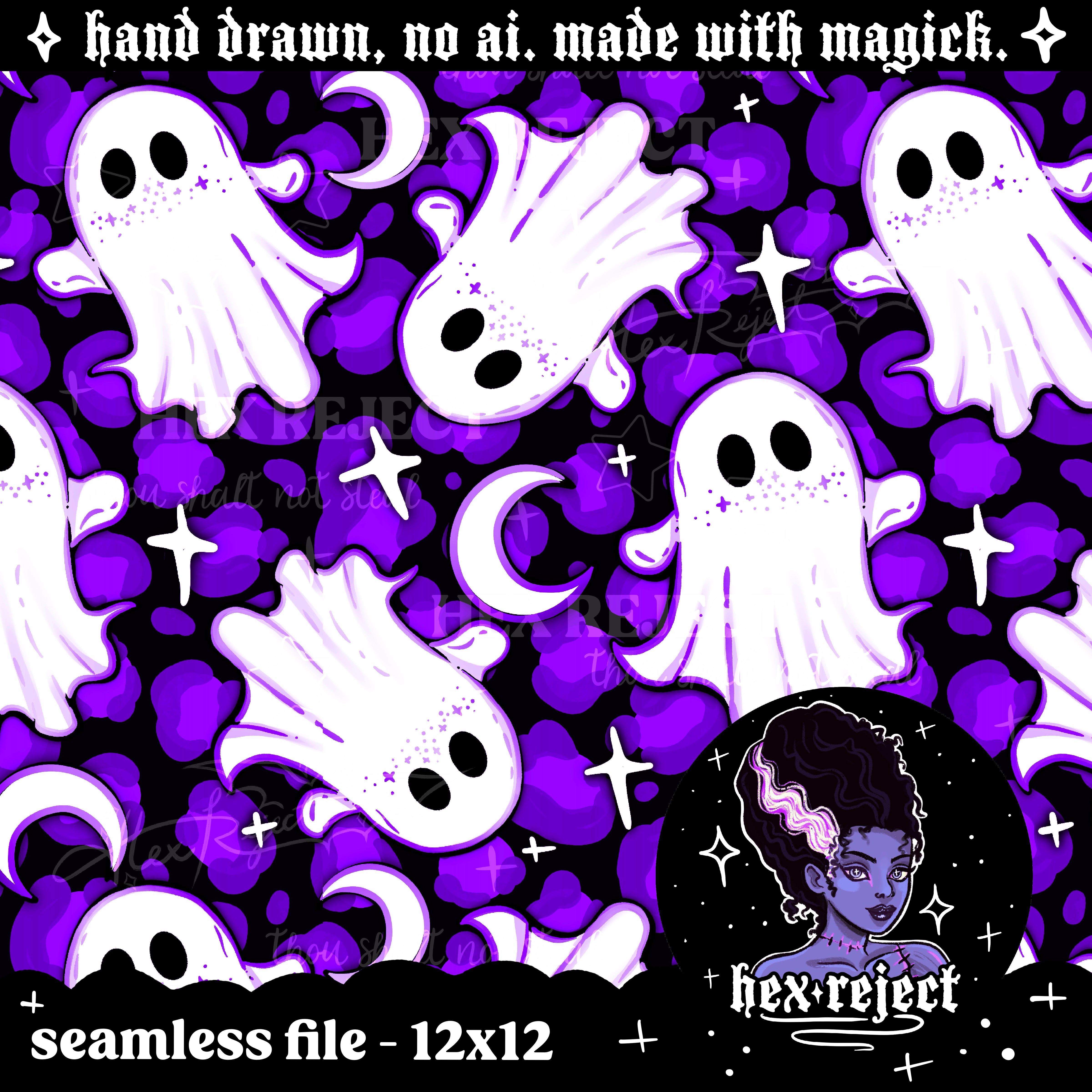 Rainbow Goth Ghosts Revamp - Seamless
