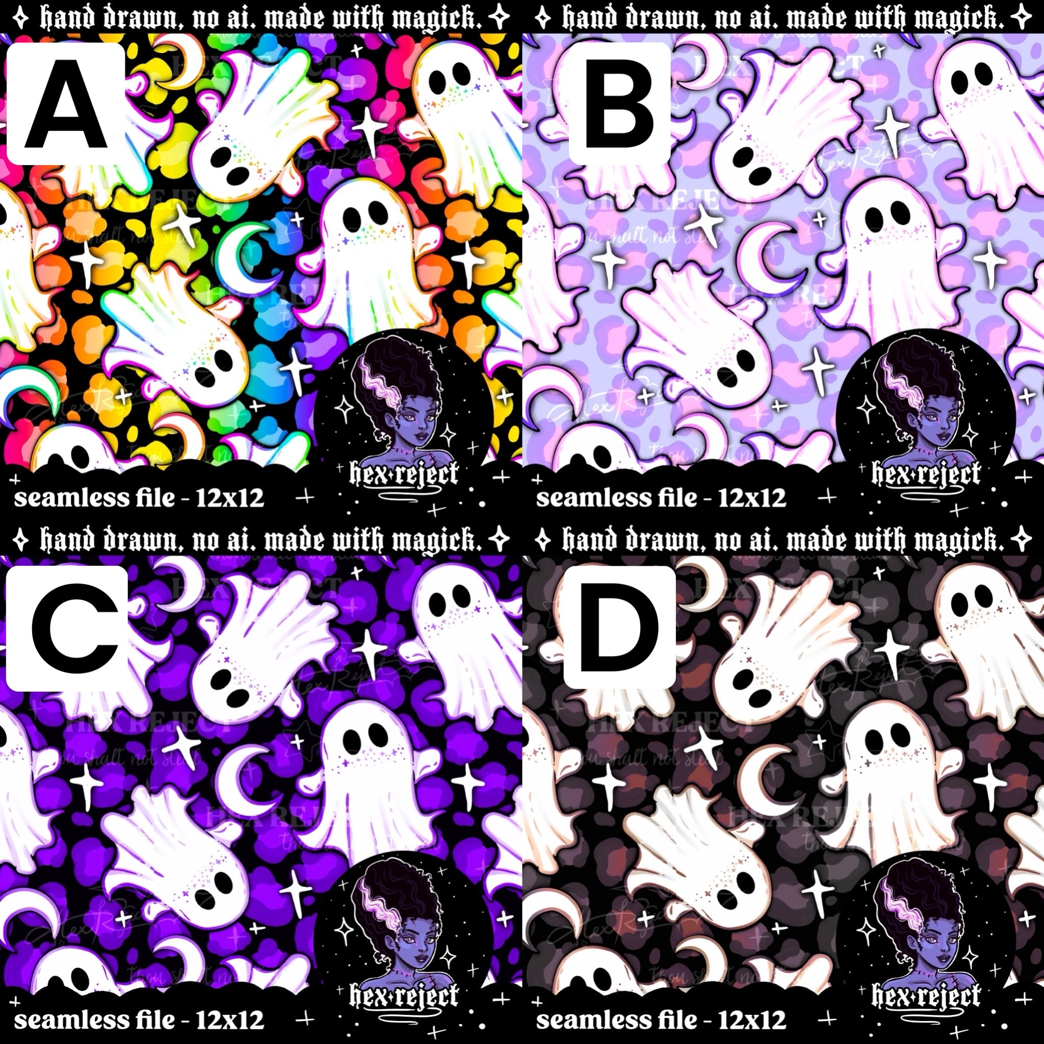 Rainbow Goth Ghosts Revamp - Seamless