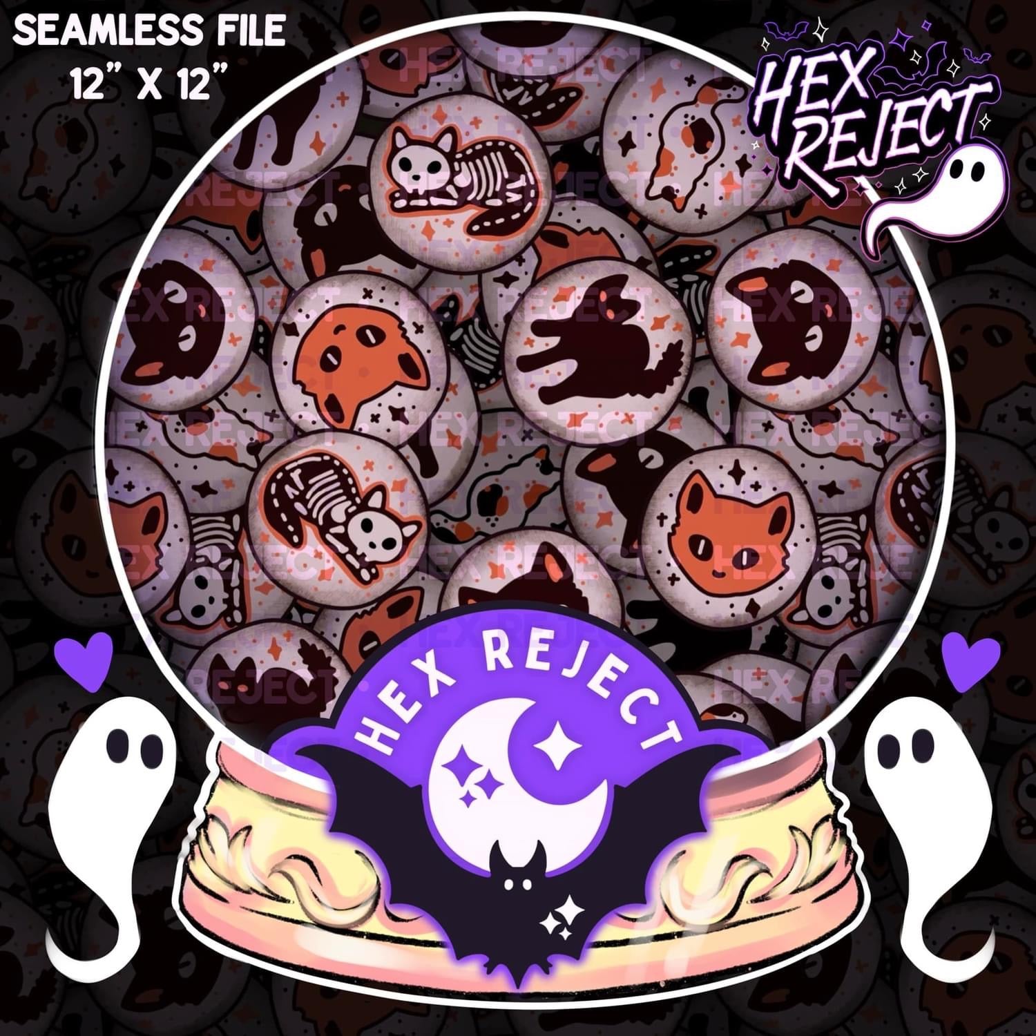 Meowstery Seamless files - check variants for color ways - no fabric/transfer/wholesale