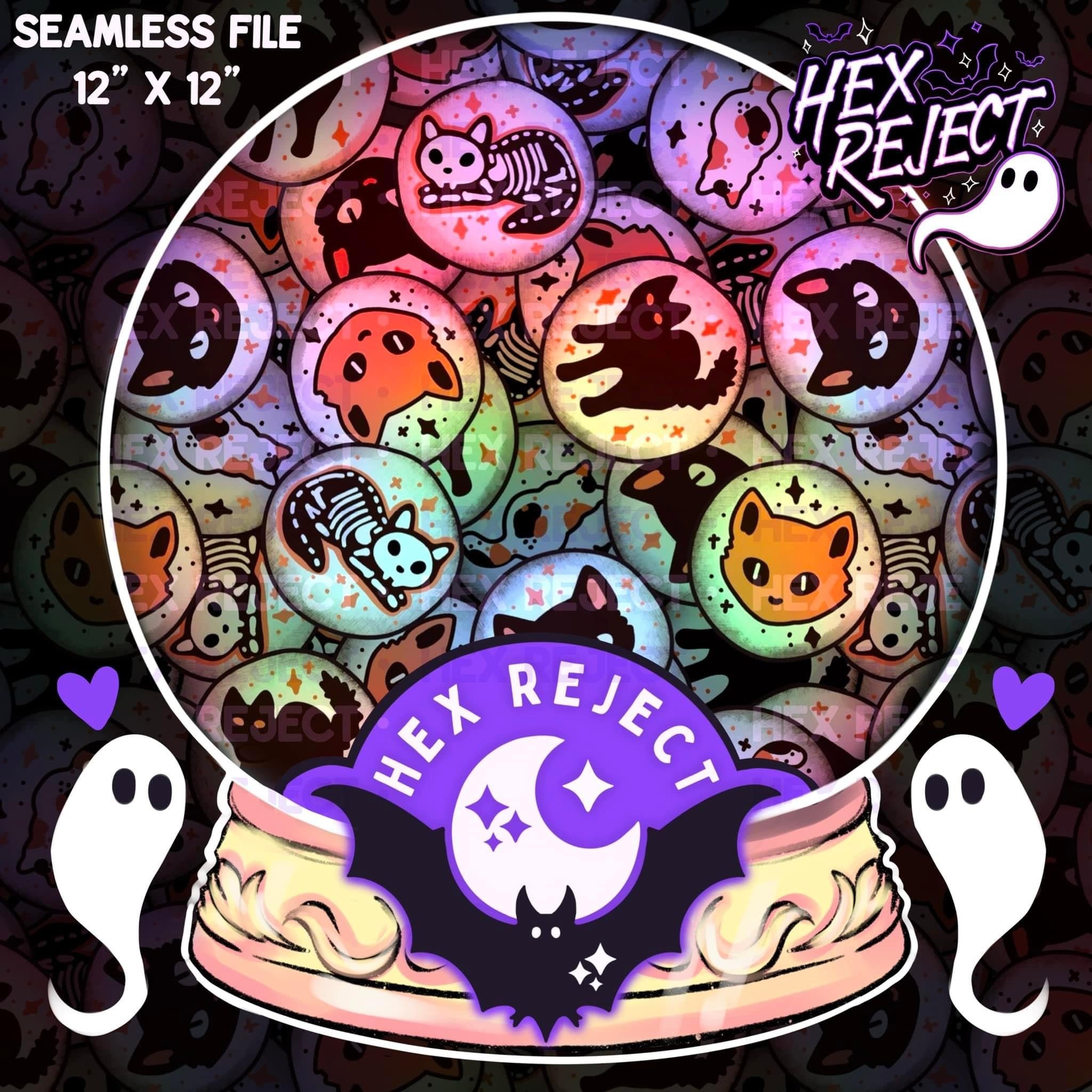 Meowstery Seamless files - check variants for color ways - no fabric/transfer/wholesale