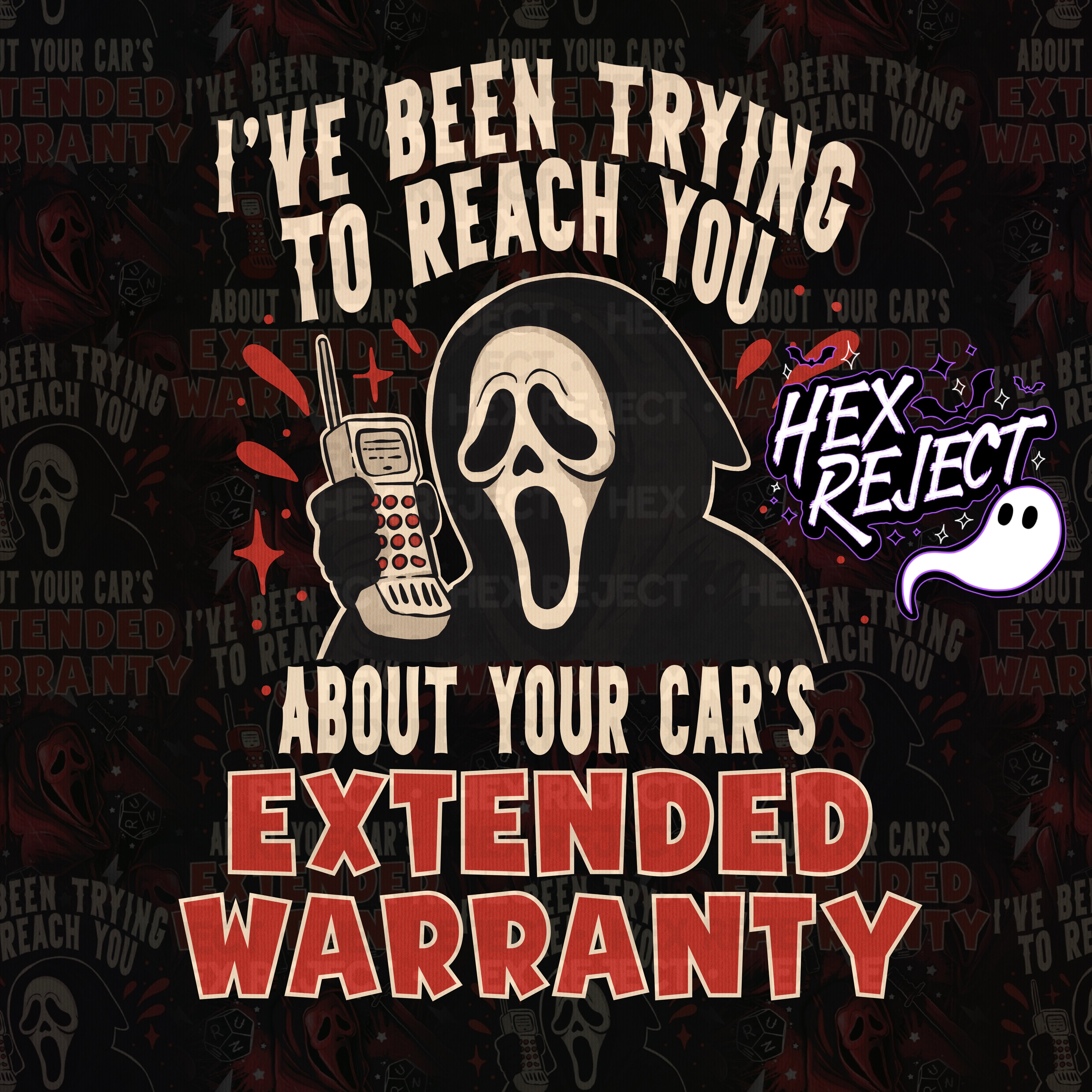 Horror - car’s extended warranty - Seamless & PNG files - Hextober 2025