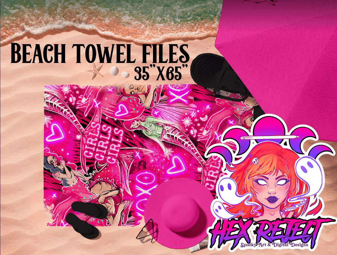 Pink Mermaids Beach Towel File