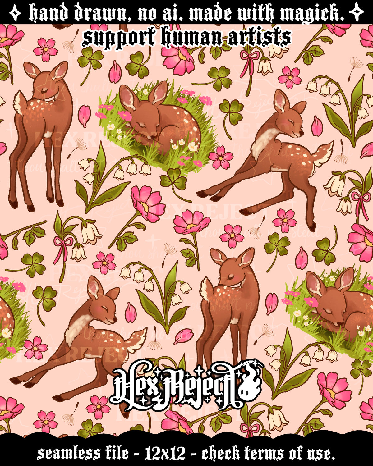 Day Nine - Bloom (Floral Fawn/Deer) : Hextober - Seamless file