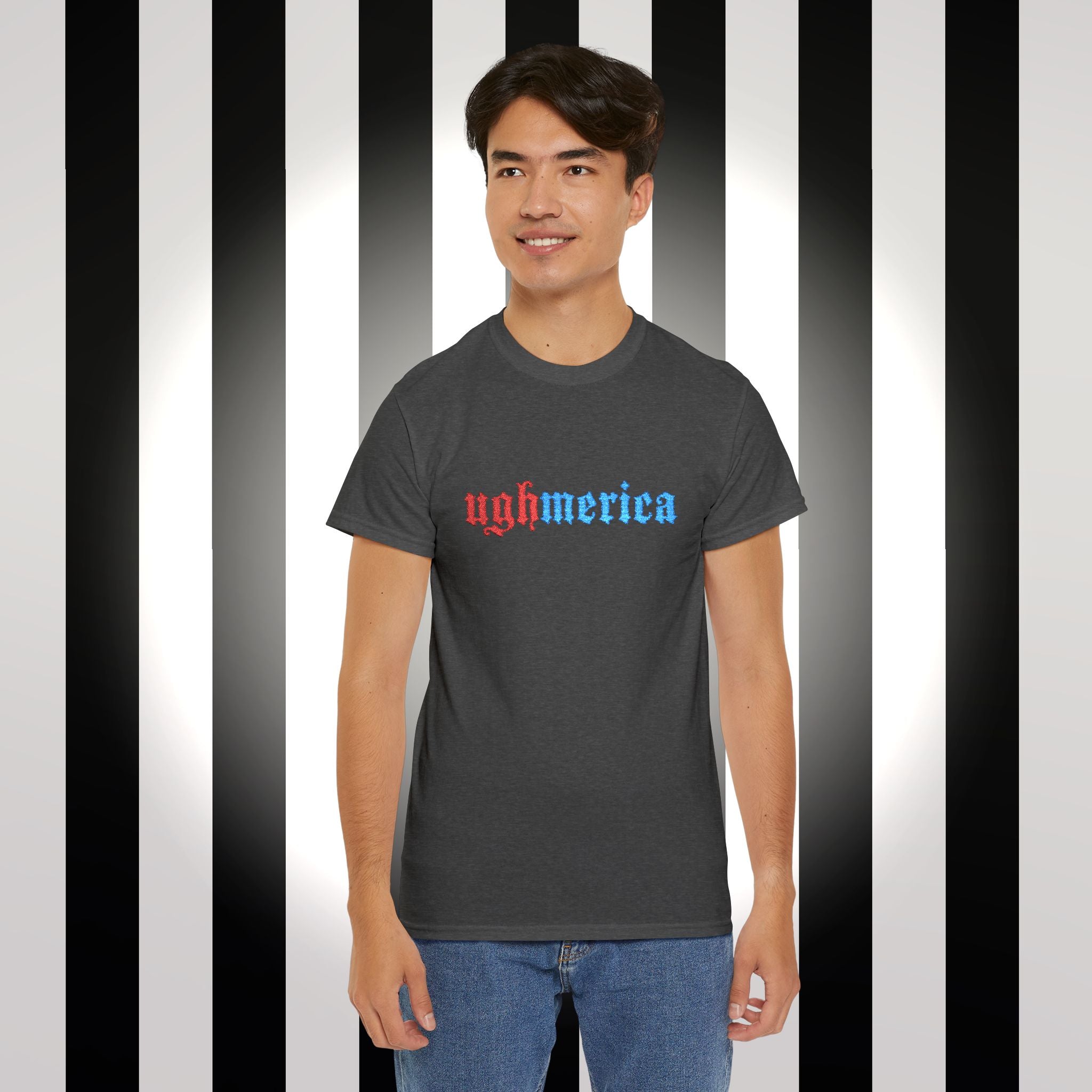 Ughmerica T-Shirt — Distressed Red & Blue Graphic Tee