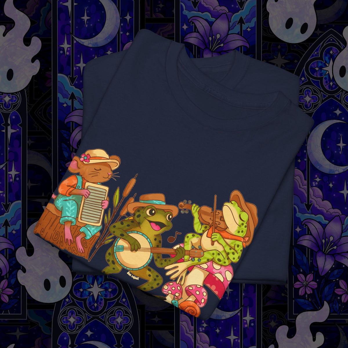Support Your Local Swamp Band T-Shirt — Cute Frog & Mushroom Band Tee