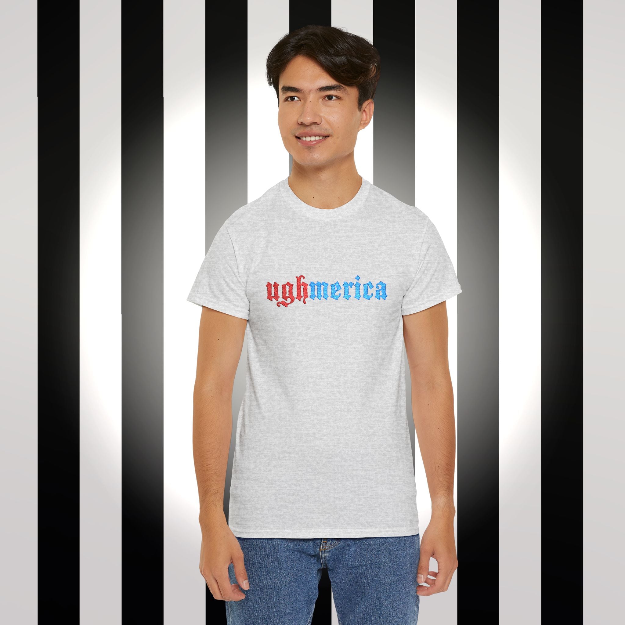 Ughmerica T-Shirt — Distressed Red & Blue Graphic Tee