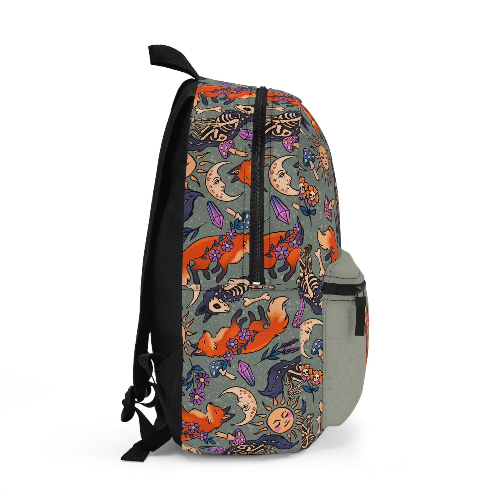 Mystic Fox & Moon Backpack — Boho Celestial Woodland Print