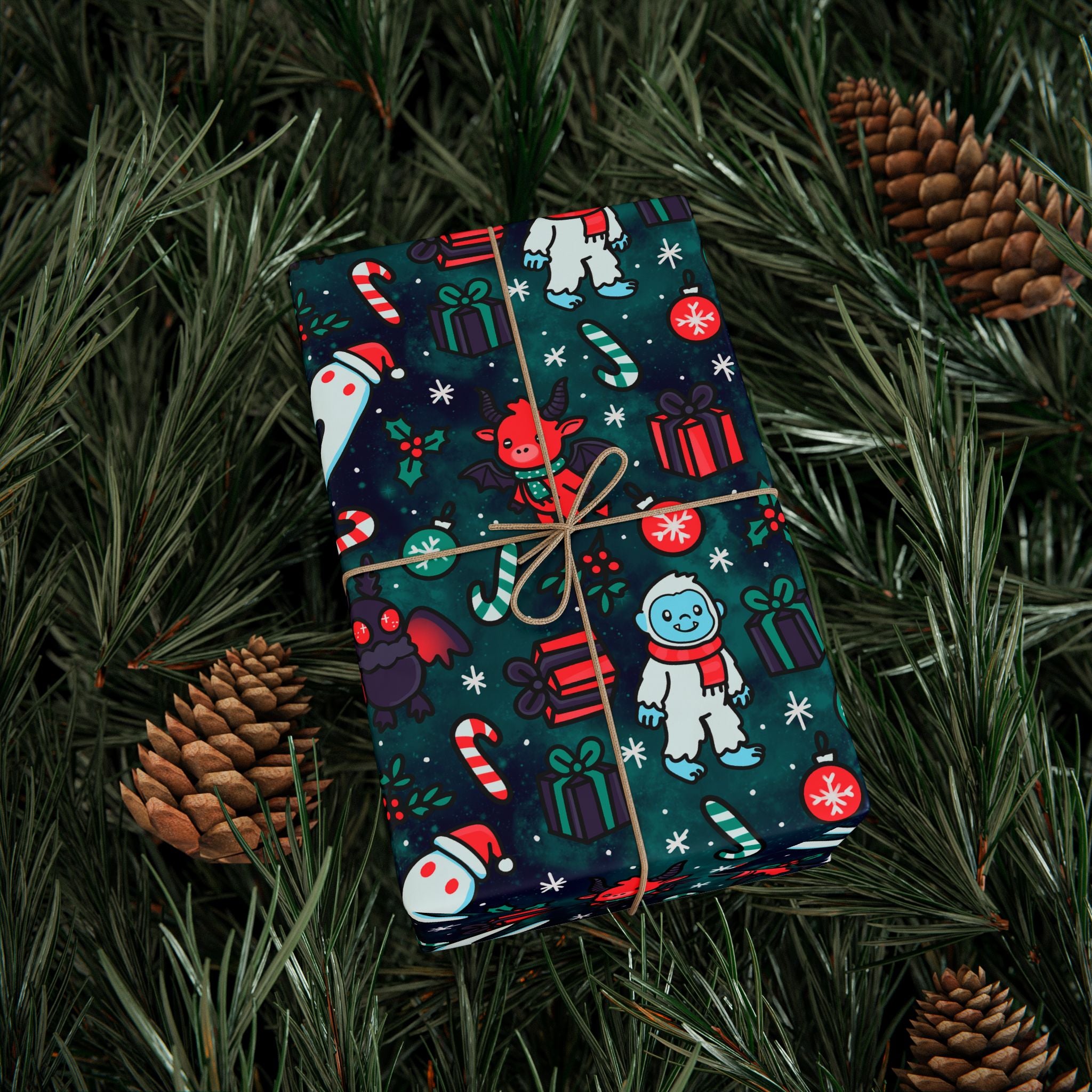 Merry Cryptid Wrapping Paper, Gift Wrap for Any Occasion, Unique Gift Packaging, Eco-Friendly, Holiday Wrapping, Birthday Celebration