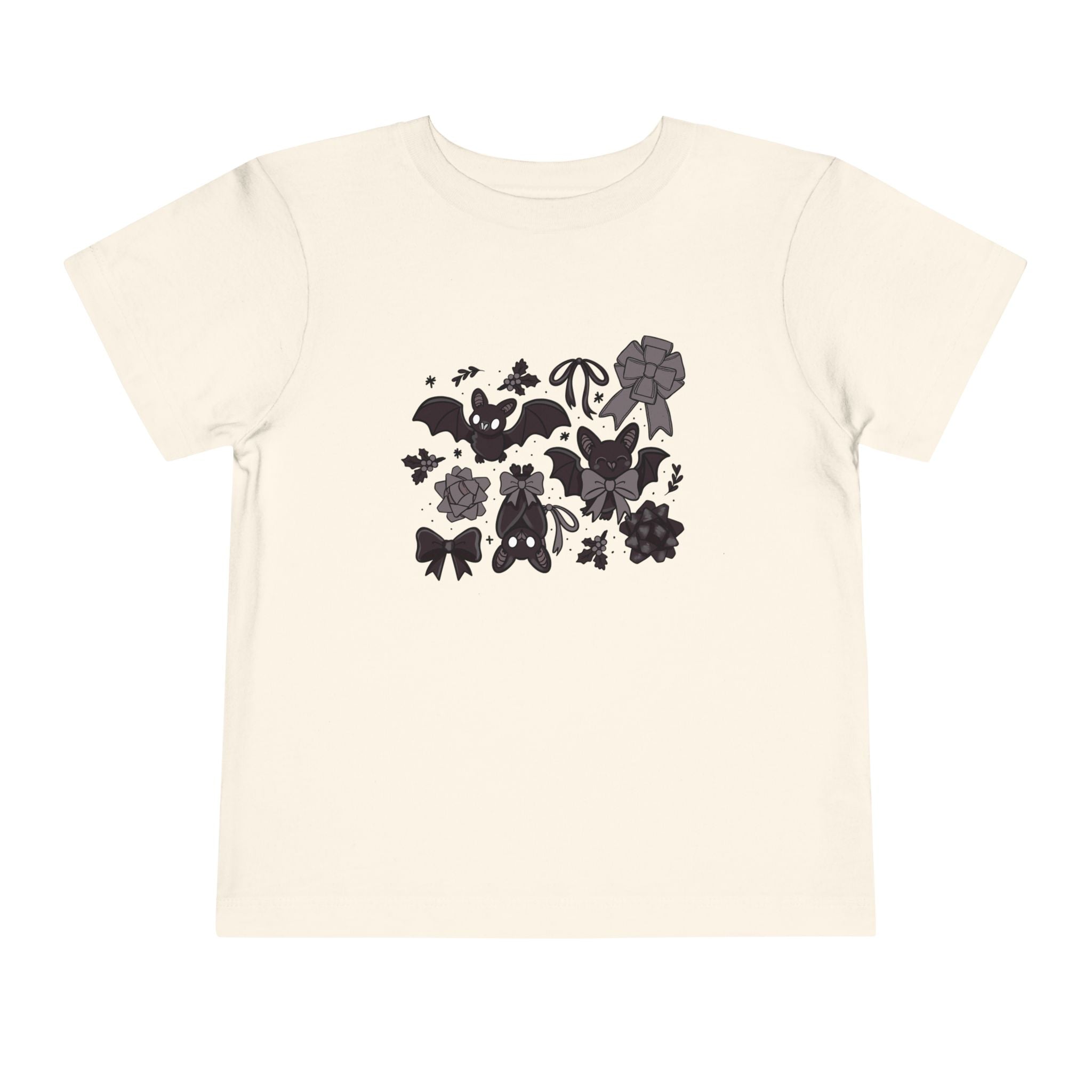 Monochrome Bats & Bows Toddler Short Sleeve Tee