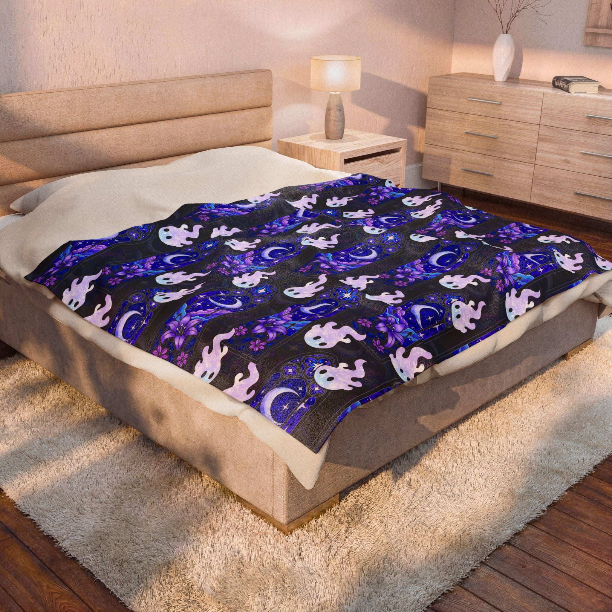 Hex Sprites - Stained Glass - Gothic Cathedral Window - Cozy Velveteen Plush Blanket