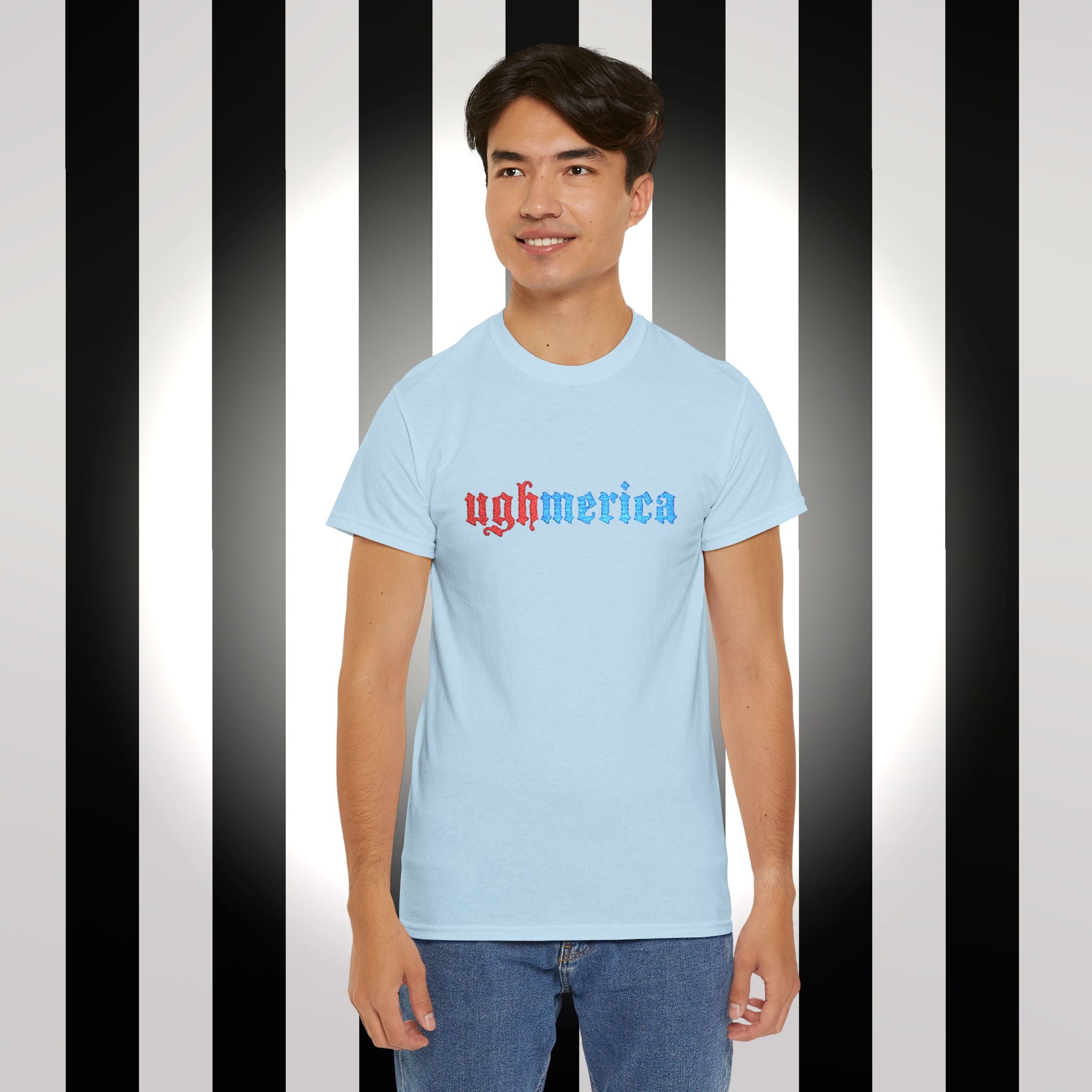 Ughmerica T-Shirt — Distressed Red & Blue Graphic Tee