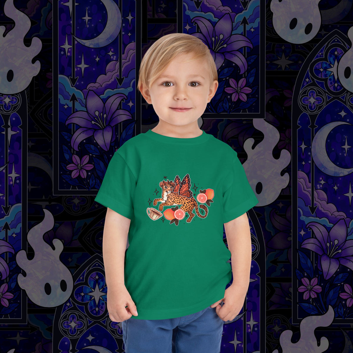 Fairy Leopard Toddler Tee — Cute Leopard with Peaches Graphic