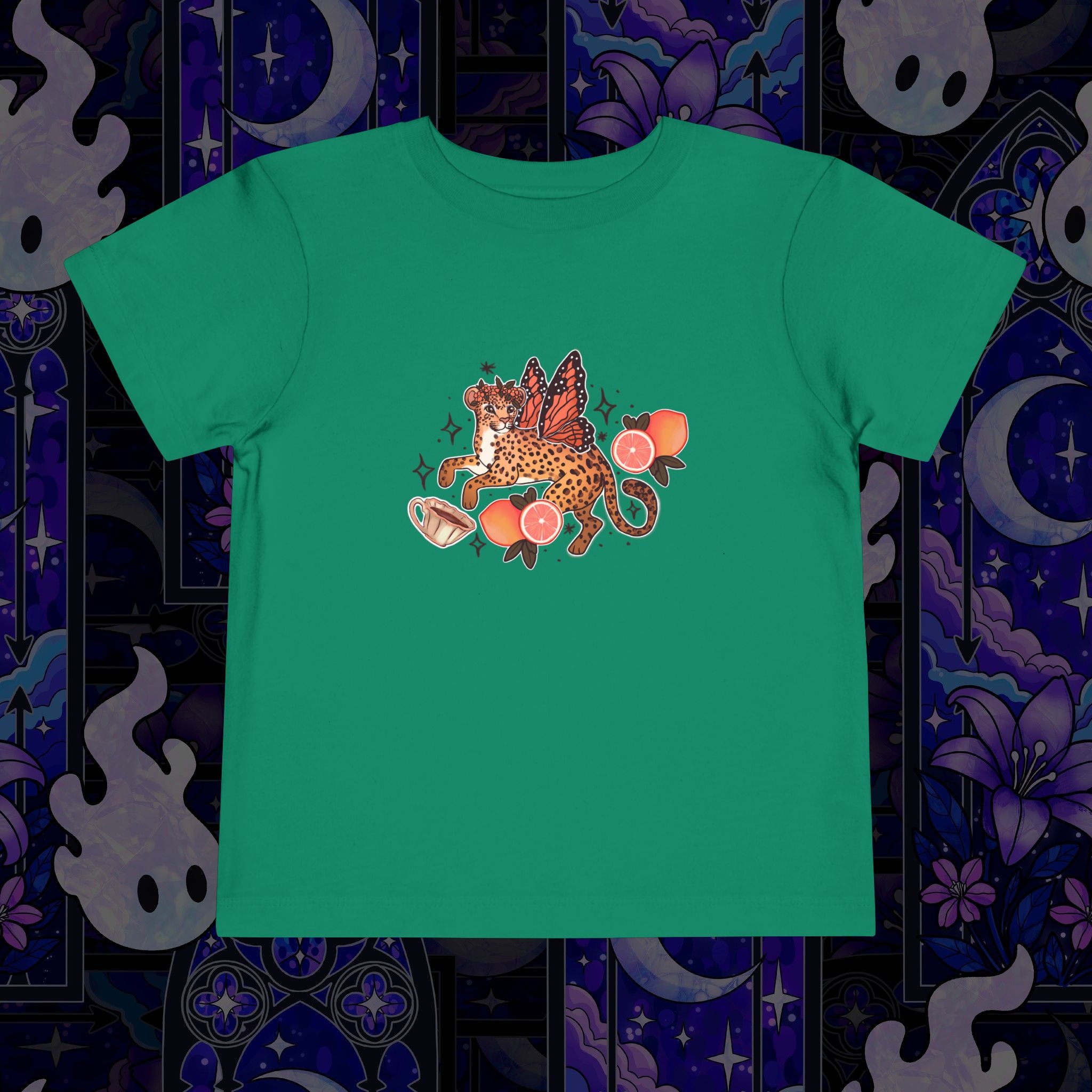 Fairy Leopard Toddler Tee — Cute Leopard with Peaches Graphic