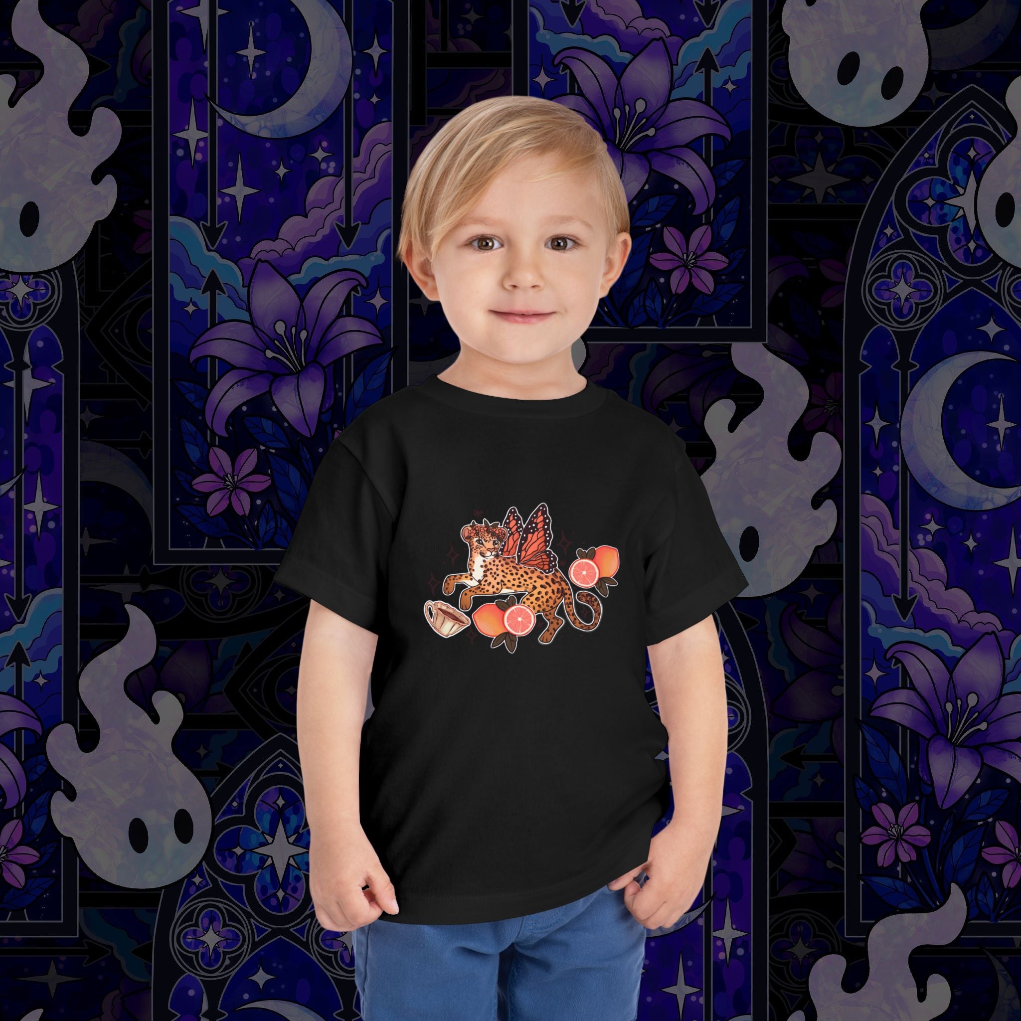 Fairy Leopard Toddler Tee — Cute Leopard with Peaches Graphic