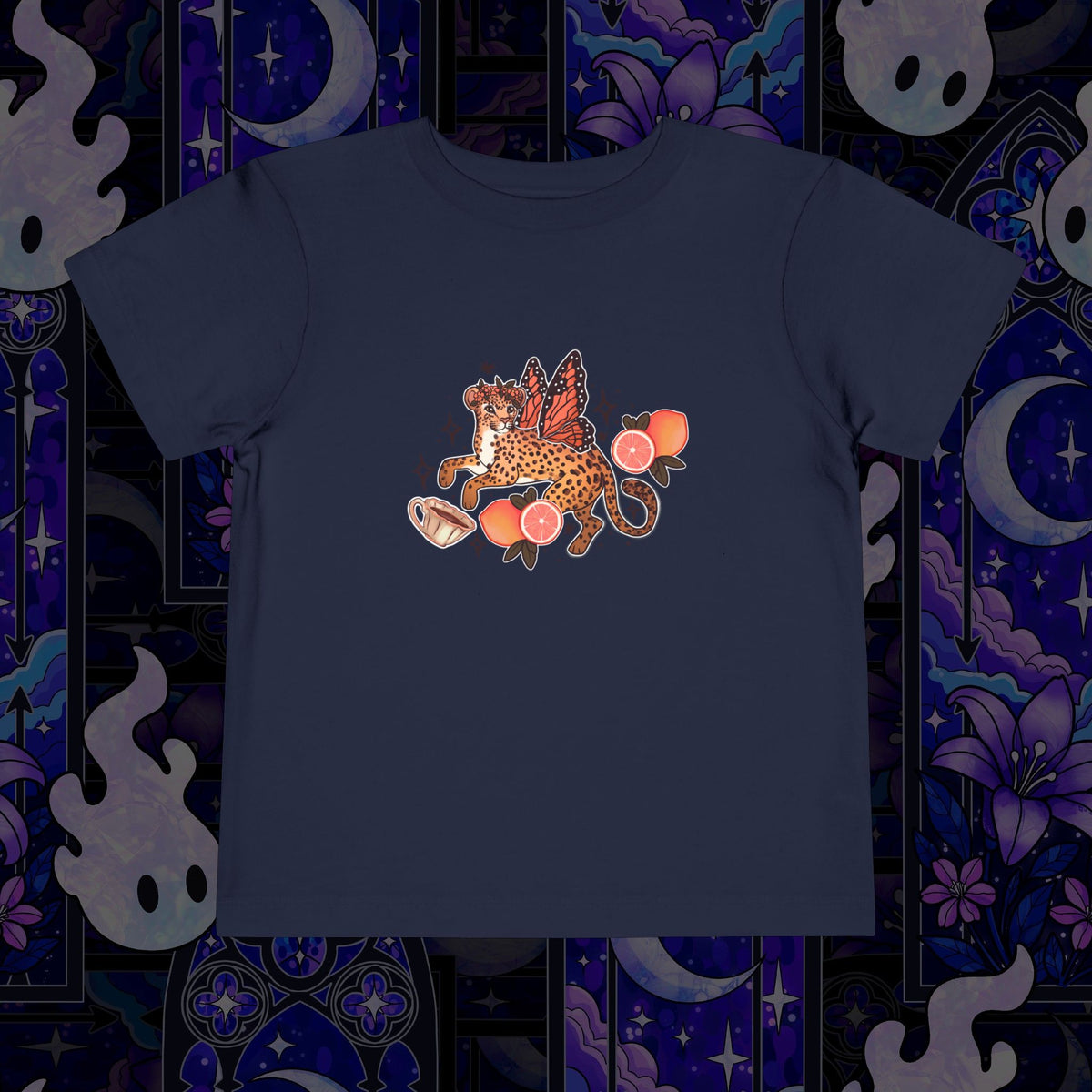 Fairy Leopard Toddler Tee — Cute Leopard with Peaches Graphic
