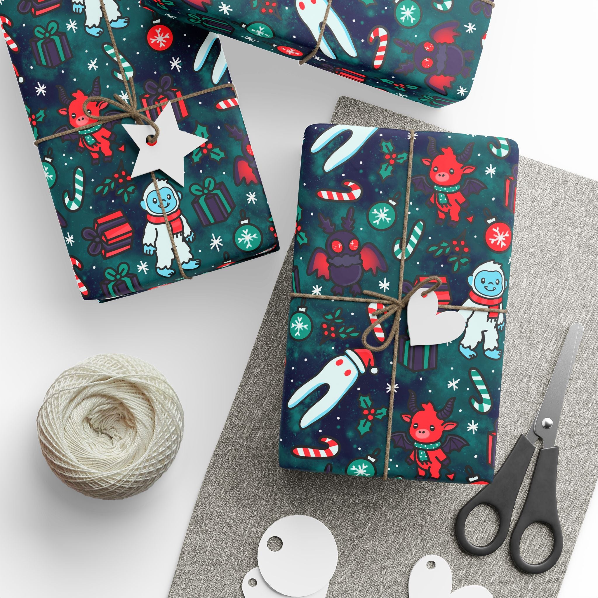 Merry Cryptid Wrapping Paper, Gift Wrap for Any Occasion, Unique Gift Packaging, Eco-Friendly, Holiday Wrapping, Birthday Celebration