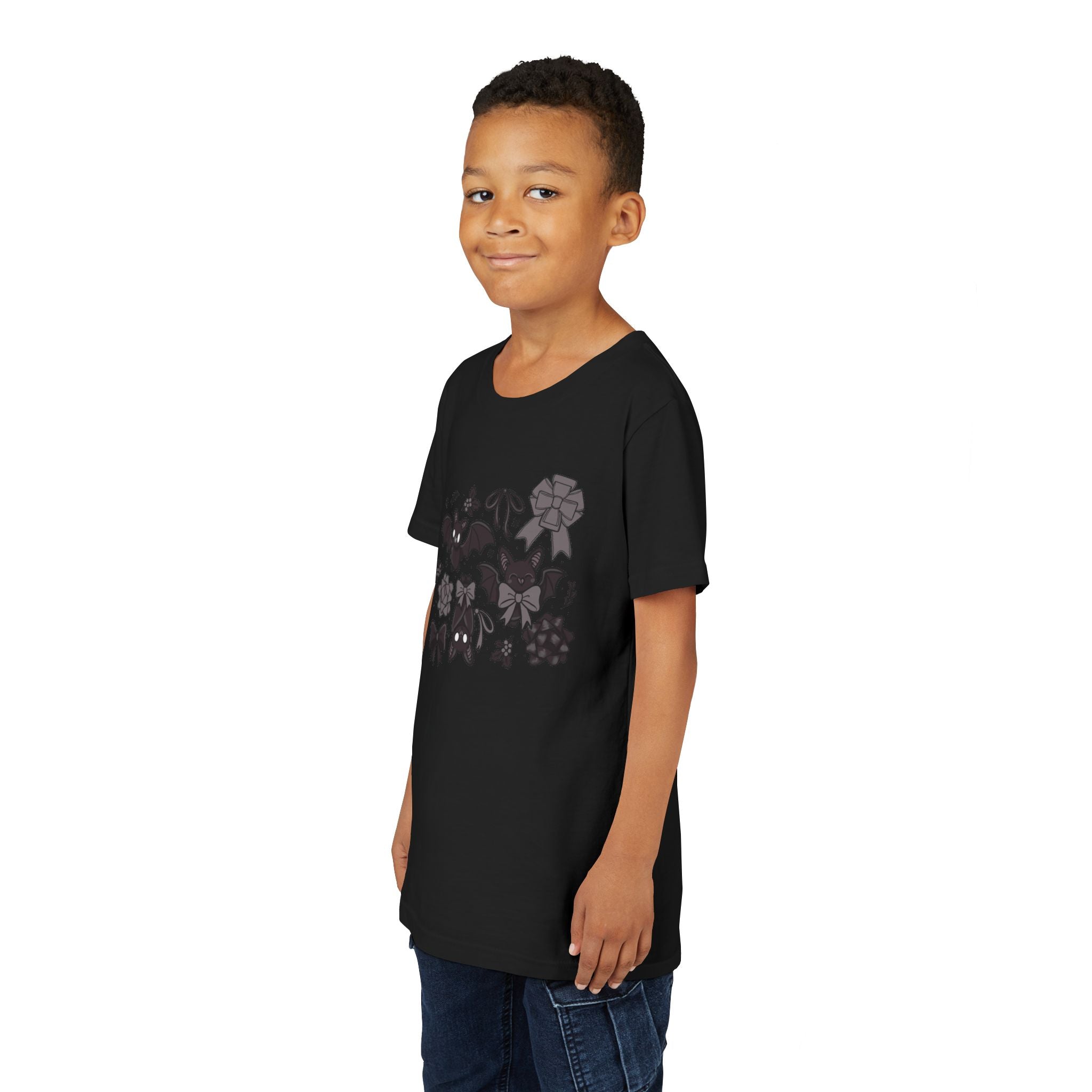 Monochrome Bats & Bows Youth Short Sleeve Tee