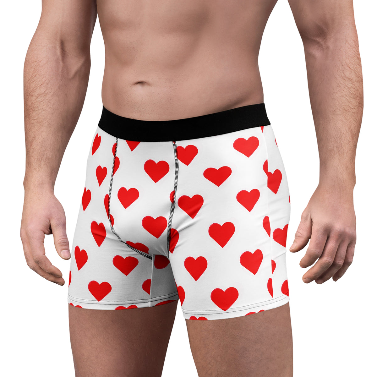 Men's Heart Print Boxer Briefs — Red Heart All-Over Print