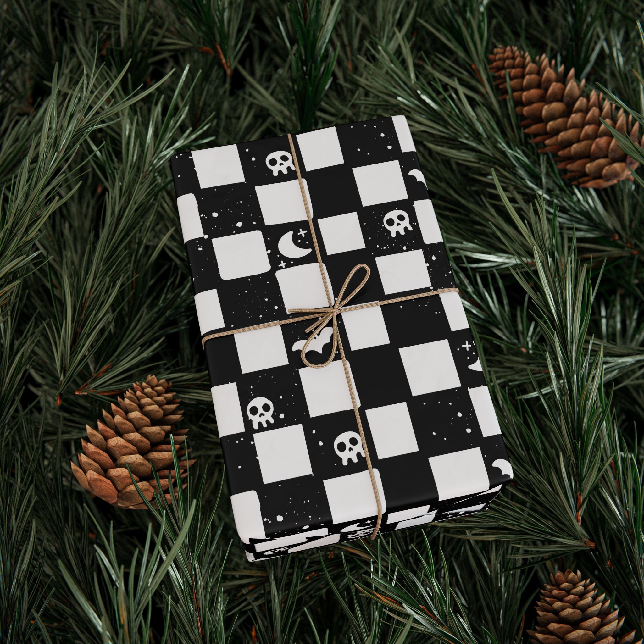 Goth Checkers Wrapping Paper, Gift Wrap for Any Occasion, Unique Gift Packaging, Eco-Friendly, Holiday Wrapping, Birthday Celebration