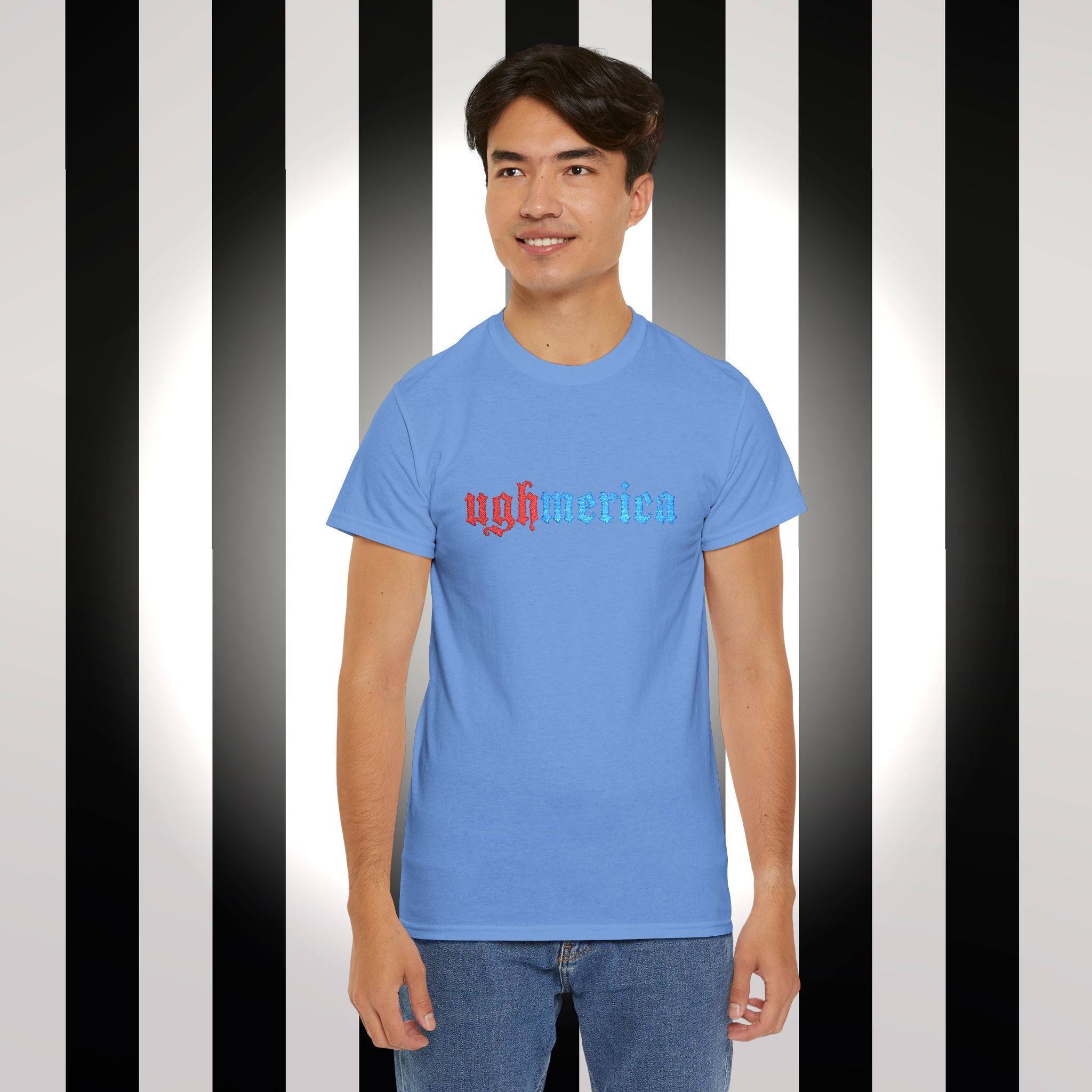 Ughmerica T-Shirt — Distressed Red & Blue Graphic Tee