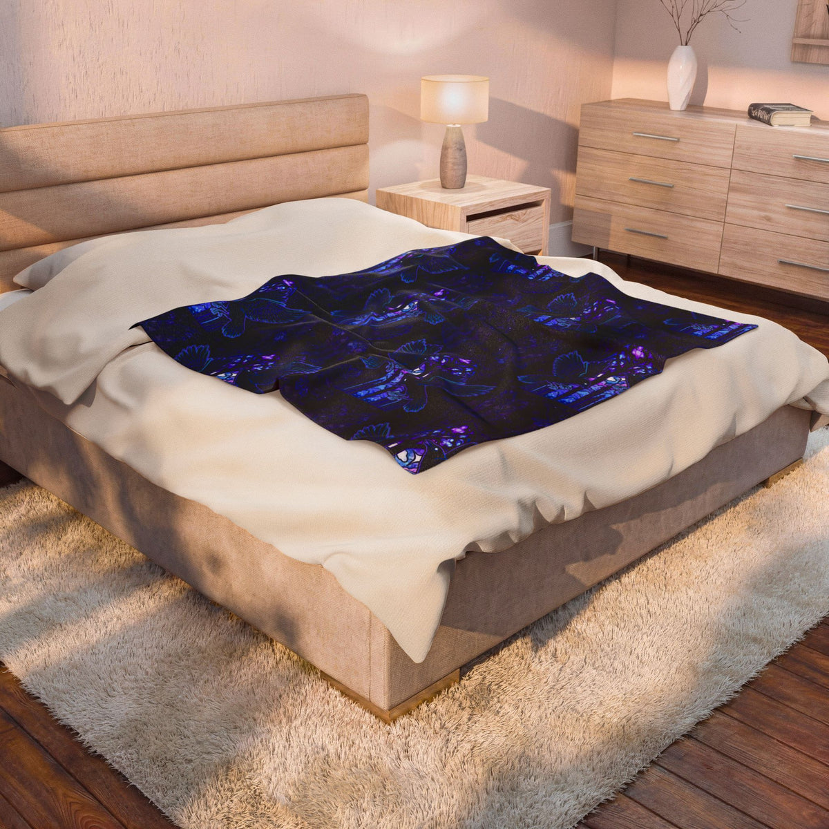 Muninn & Huginn Norse Raven Gothic Velveteen Plush Blanket
