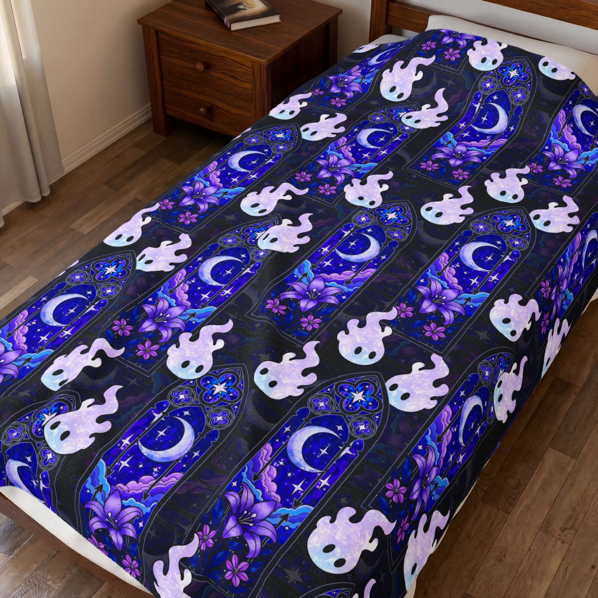 Hex Sprites - Stained Glass - Gothic Cathedral Window - Cozy Velveteen Plush Blanket