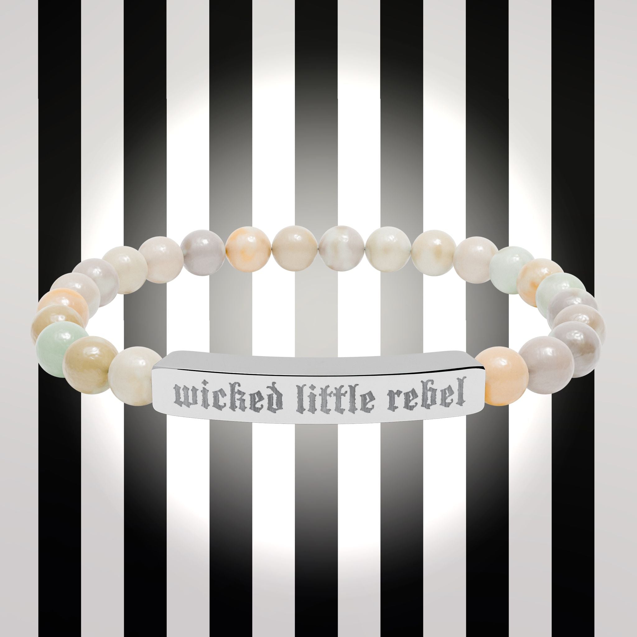 Wicked Little Rebel — Engraved Natural Stone Stretch Bracelet