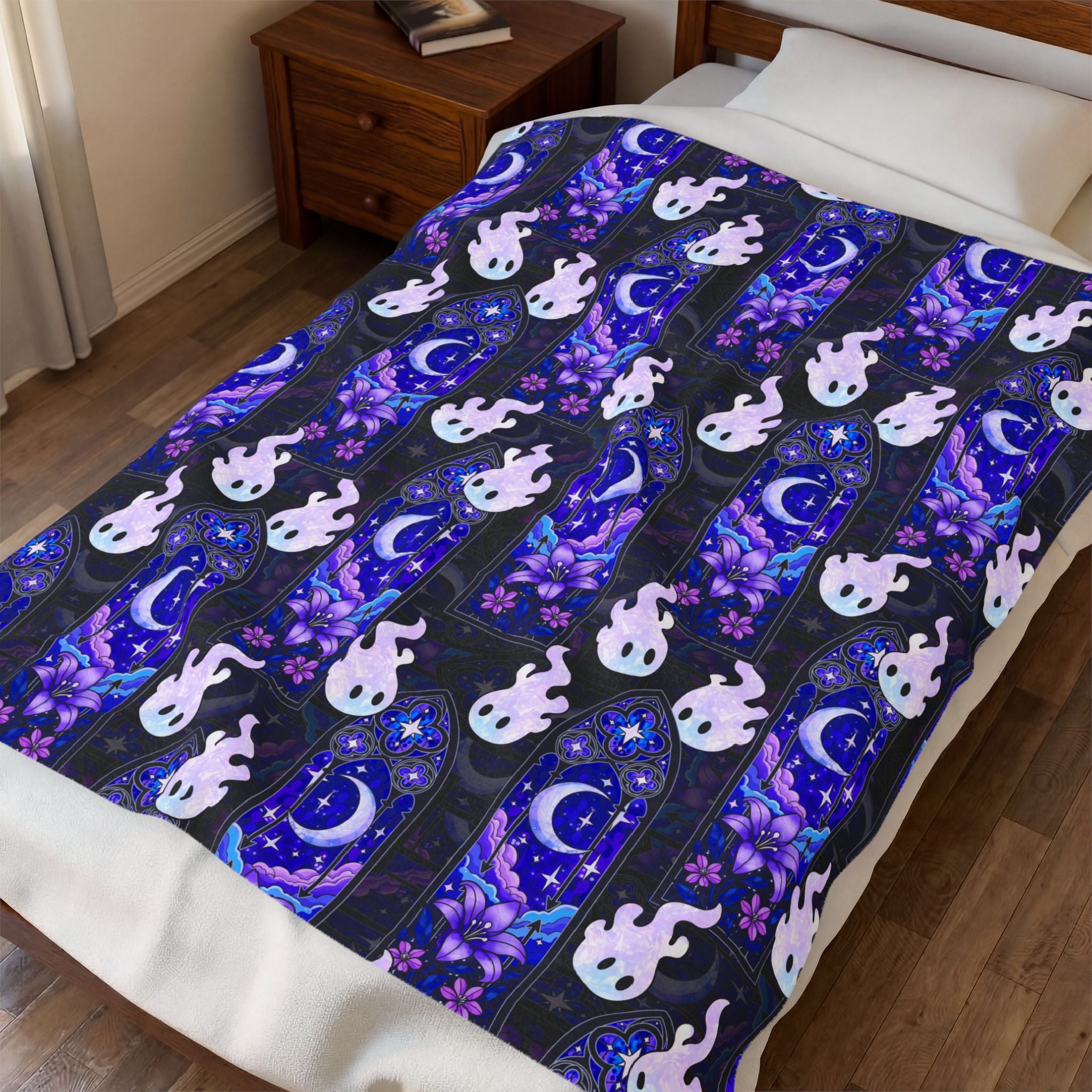 Hex Sprites - Stained Glass - Gothic Cathedral Window - Cozy Velveteen Plush Blanket