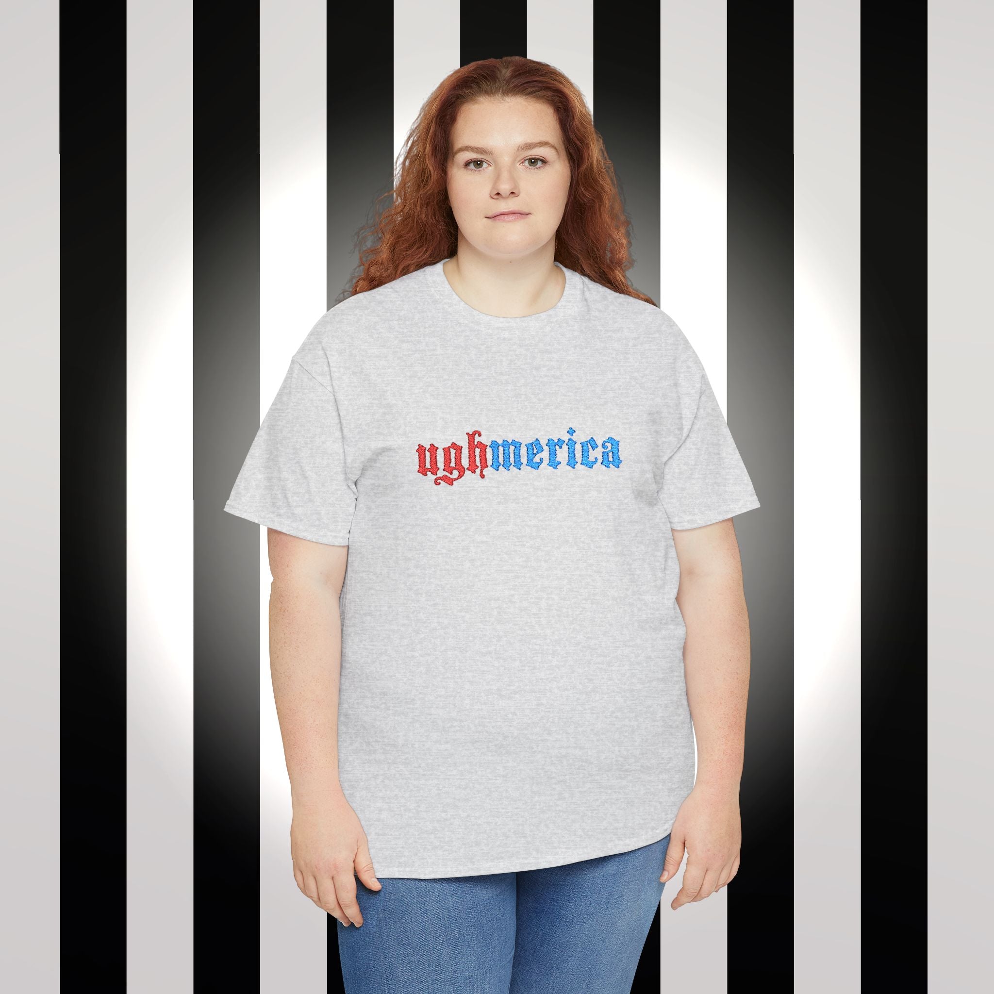 Ughmerica T-Shirt — Distressed Red & Blue Graphic Tee
