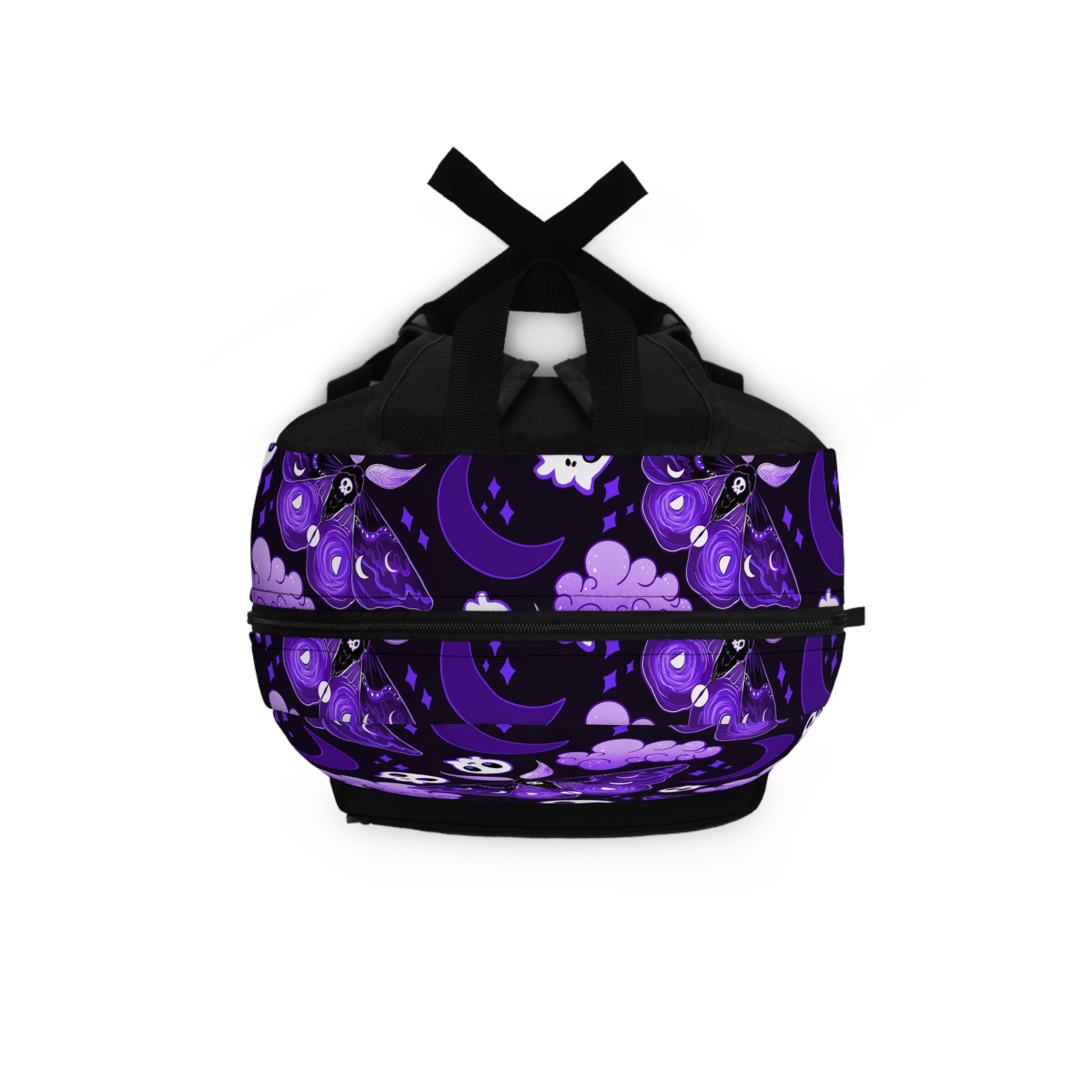 Purple Goth Moth Backpack II — Skull, Moon & Cloud Pattern
