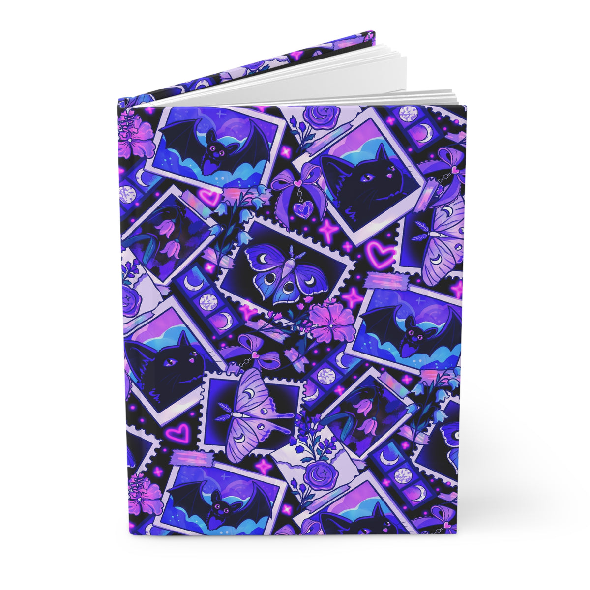 Gothic Night Journal — Purple Bat & Moth Hardcover Lined Notebook