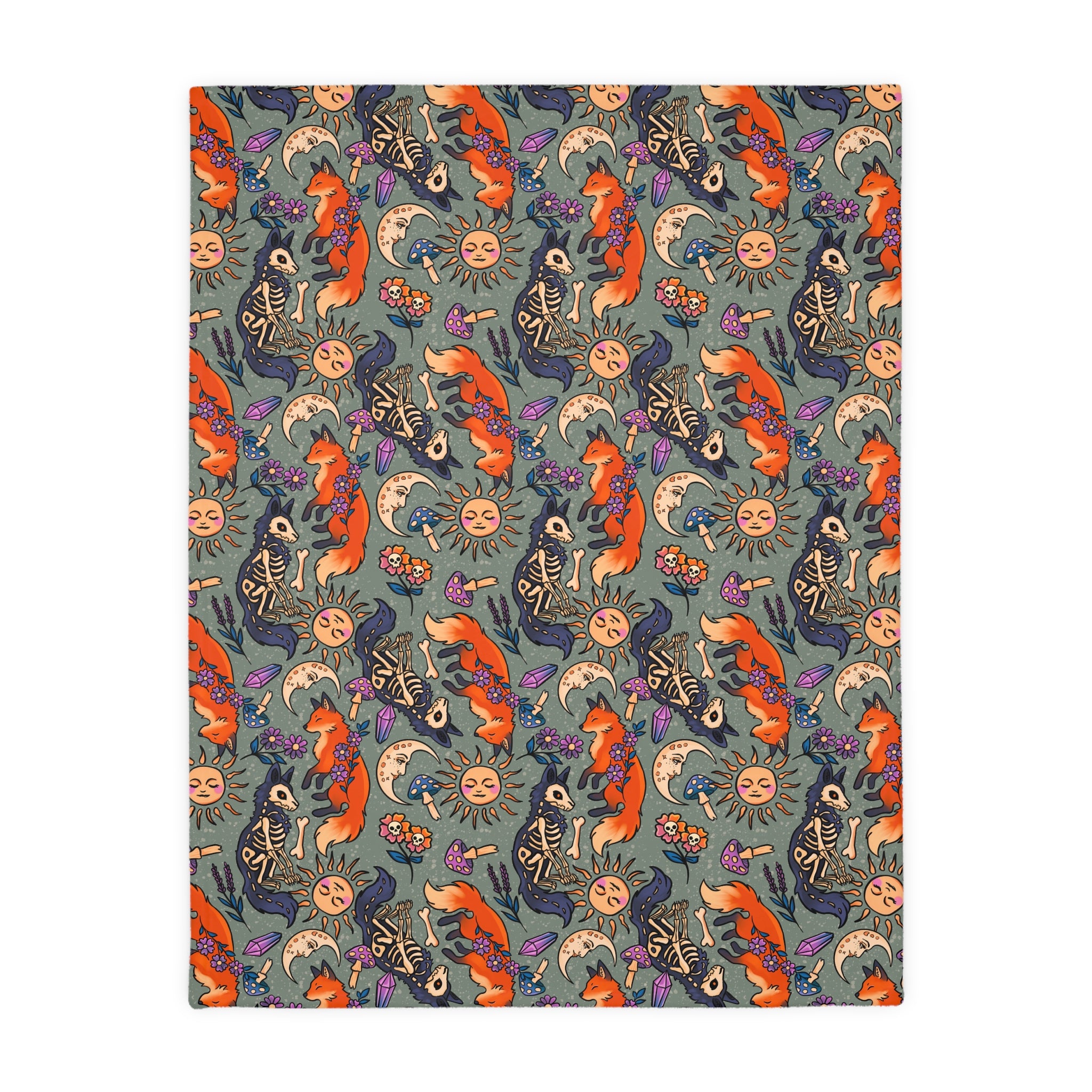 Fox Whimsy Blanket — Double Sided Reversible Velveteen Throw