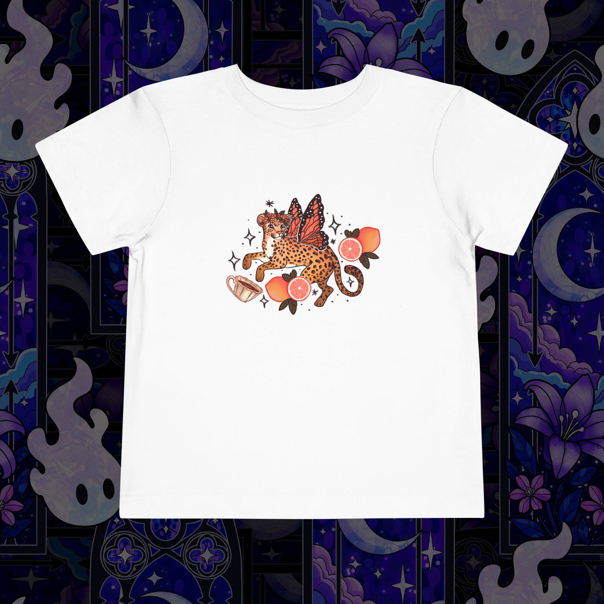 Fairy Leopard Toddler Tee — Cute Leopard with Peaches Graphic