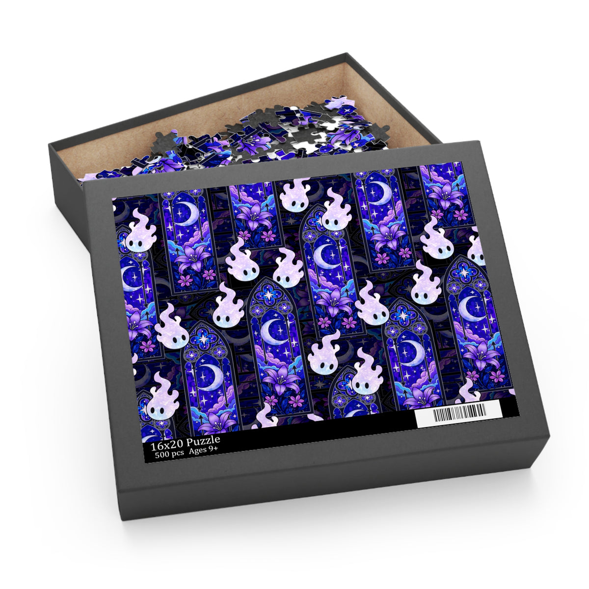 Hex Sprite Puzzle — Moonlit Stained-Glass Pattern (120/252/500-Piece)